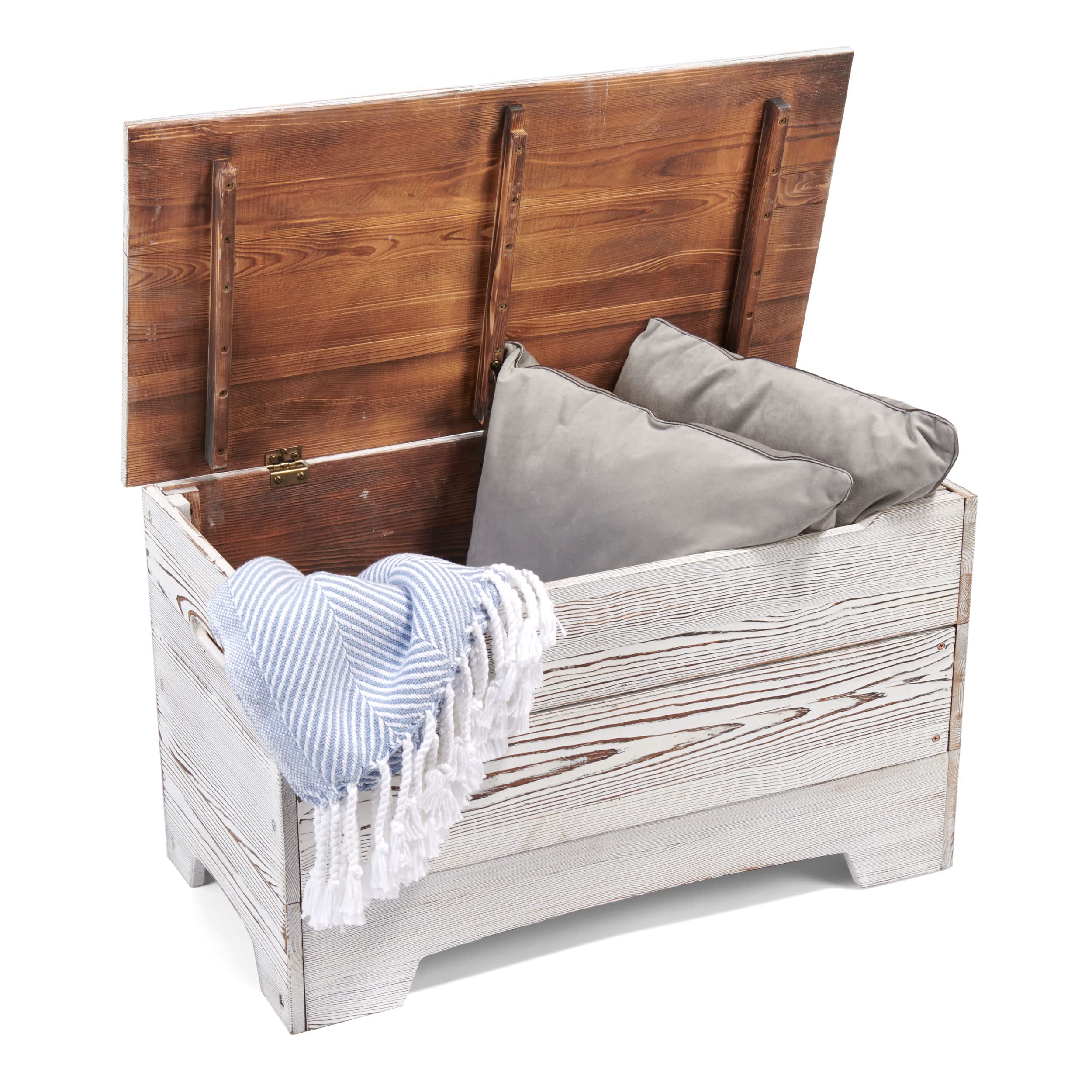 Farmhouse Solid Wood Toy Box - Rustic Storage Chest with Reversible