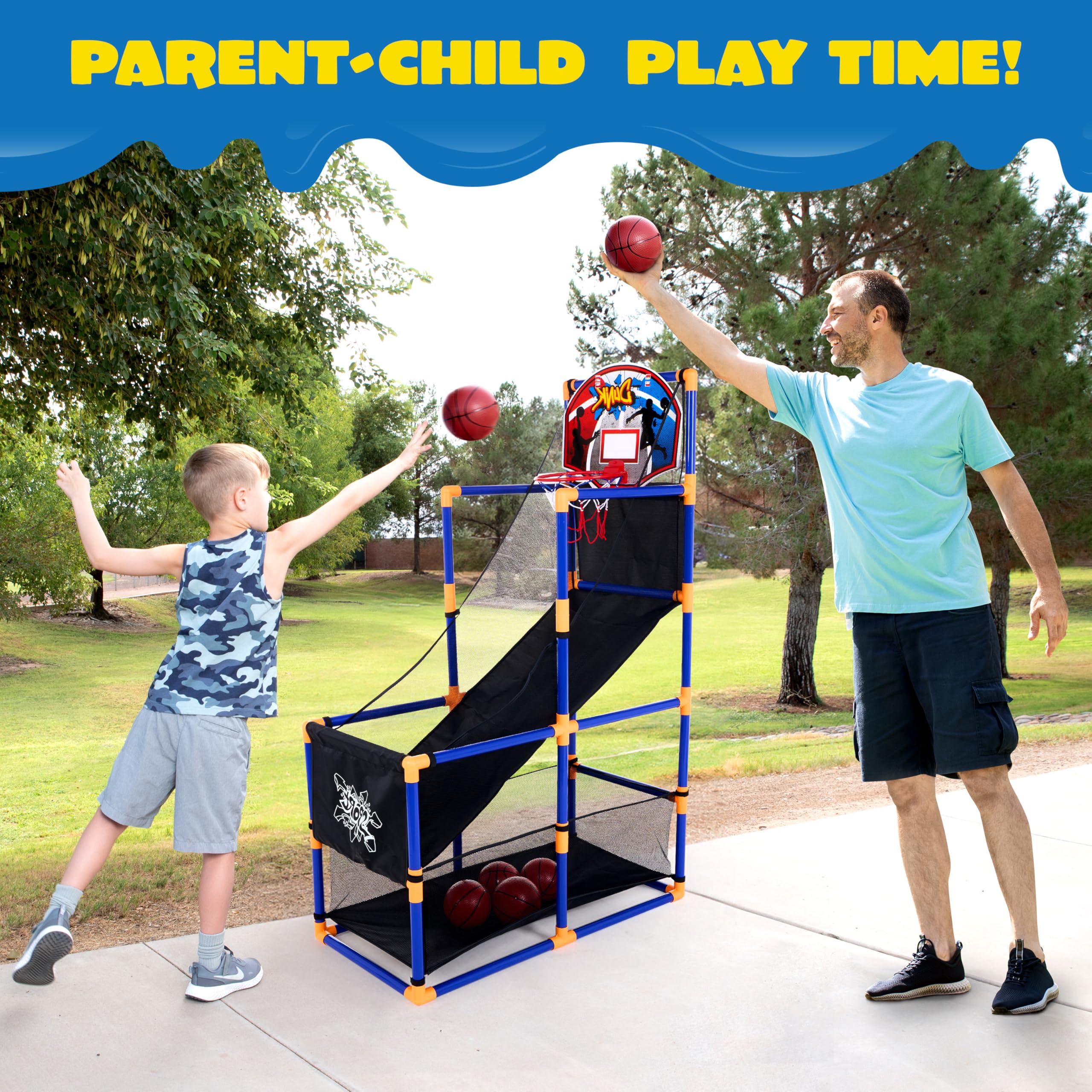 Kids Arcade Basketball Game Set with Adjustable Hoop