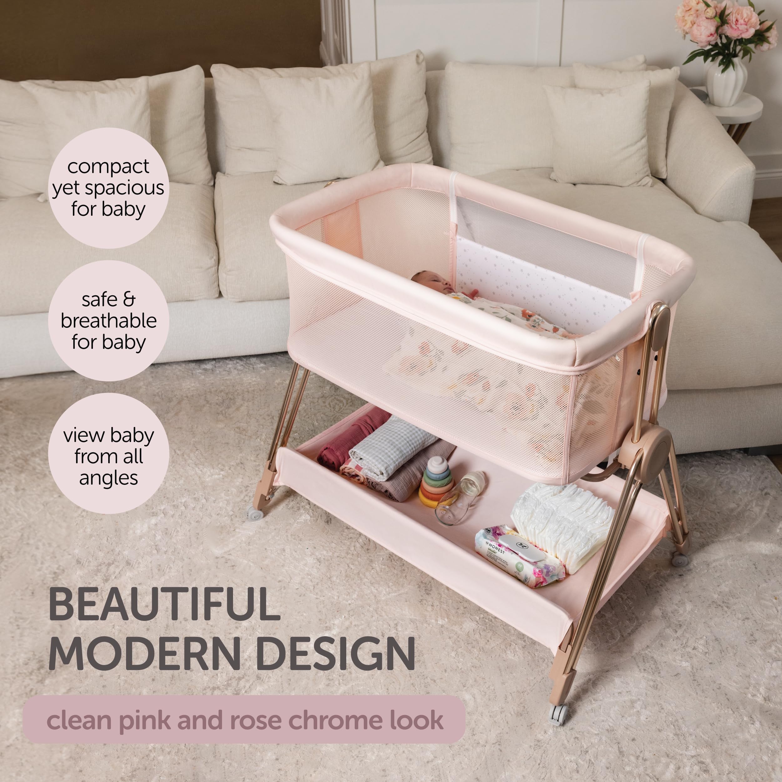 Baby Bedside Sleeper Bassinet with Height Adjustment