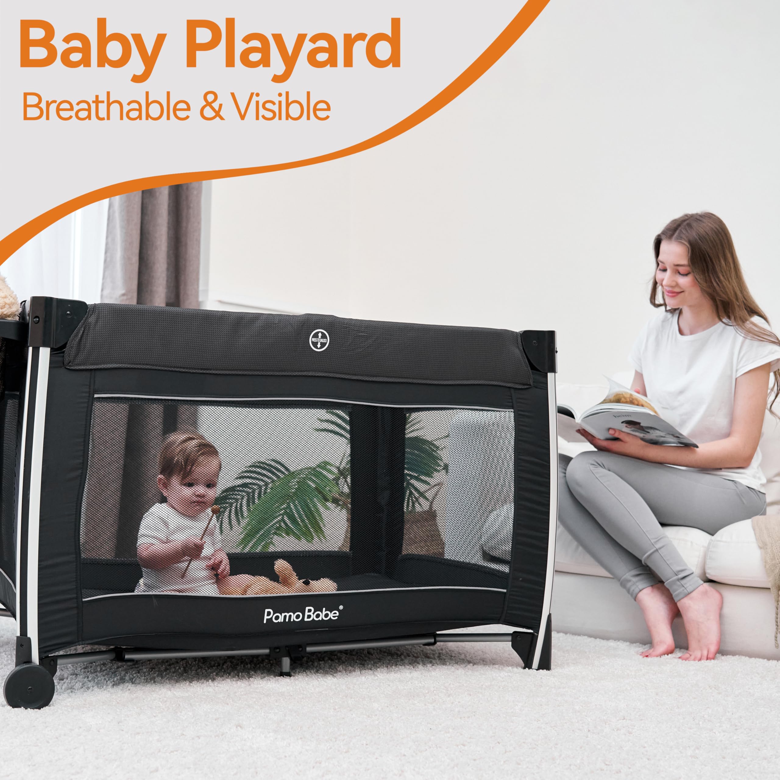 4-in-1 Portable Baby Playard with Bassinet and Changing Table