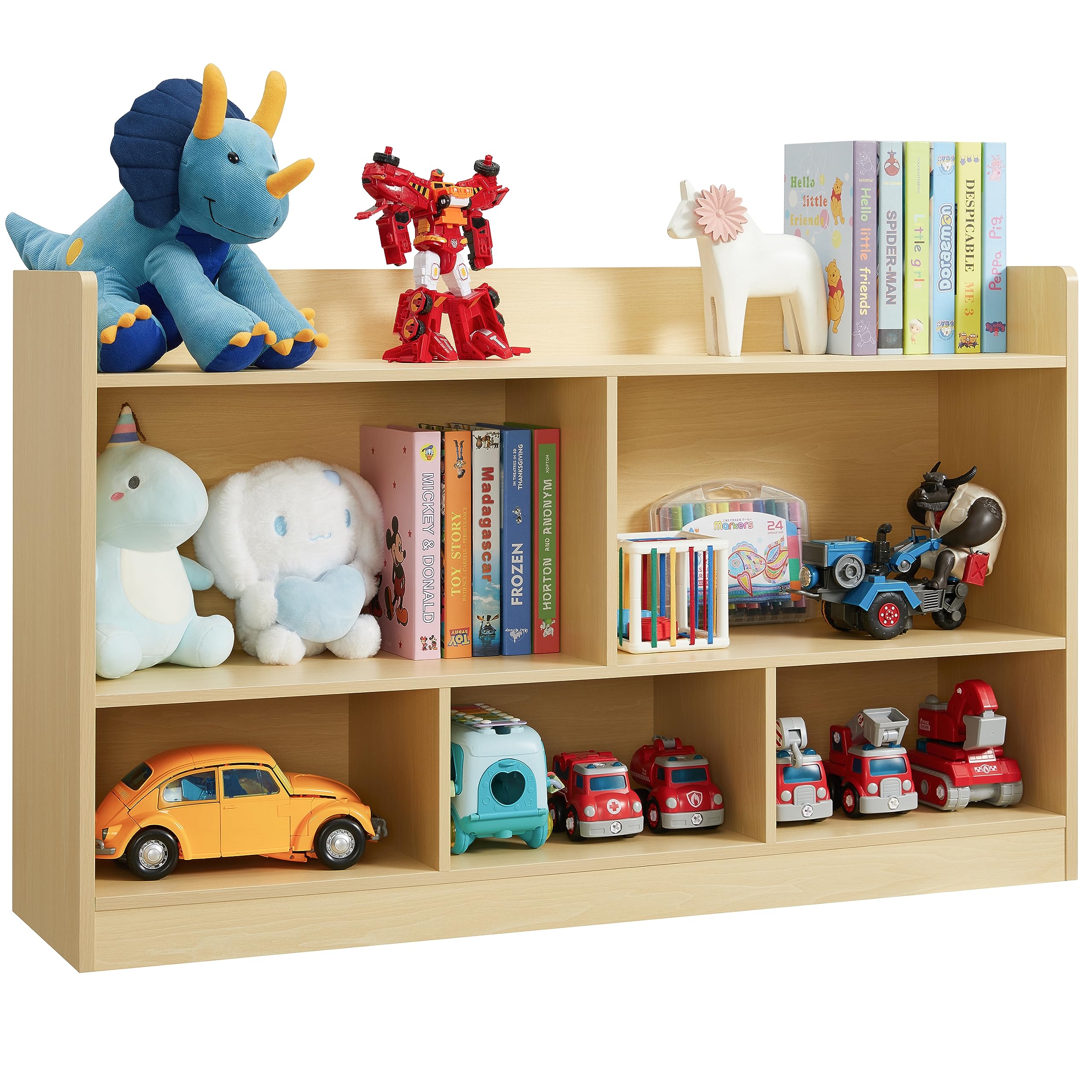 5-Section Toy Storage Organizer and Bookshelf for Kids