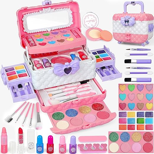 Makeup Kit for Girls, Princess Real Washable Pretend Play Cosmetic Set