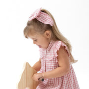 Rose Pink Plaid - Bow with Tails Clip In
