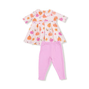Autumn Pumpkins - Pink - Box Pleat Dress with Legging Set