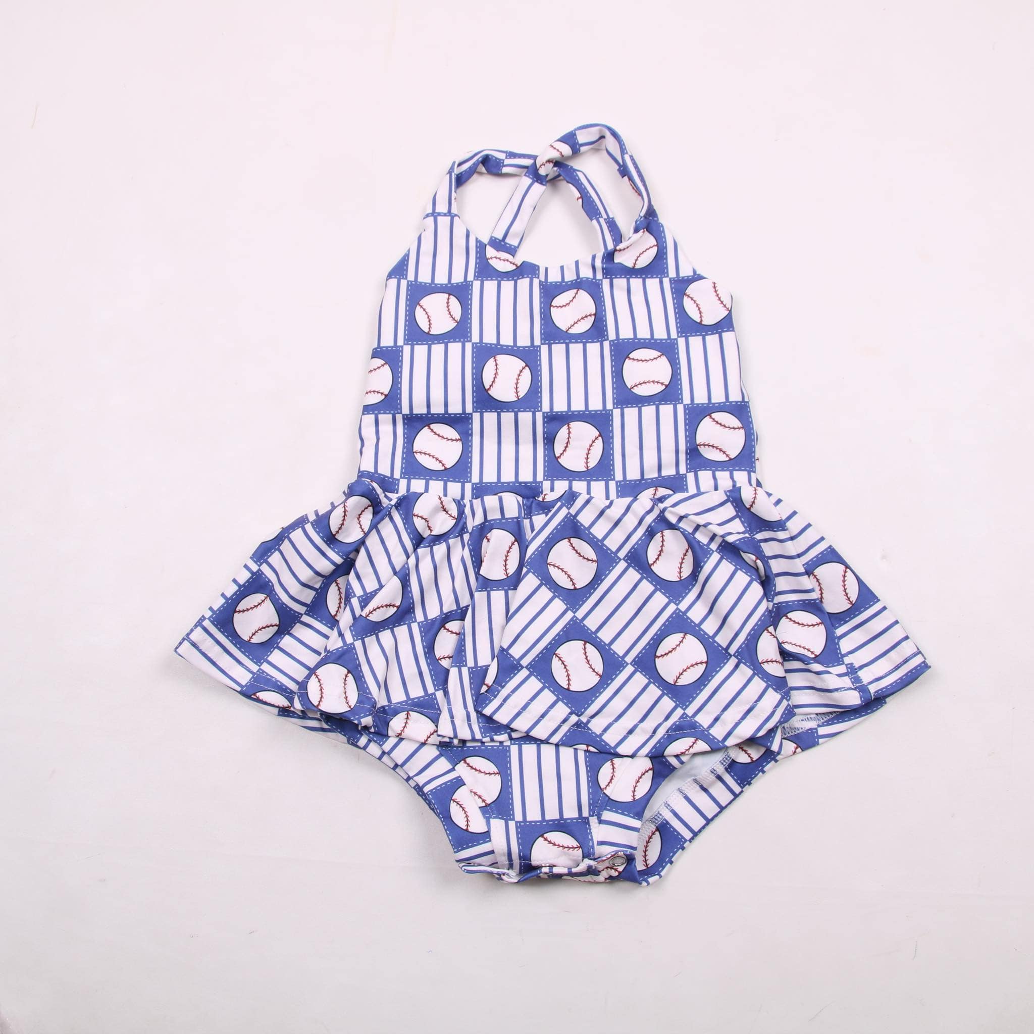 Baseball skirted romper