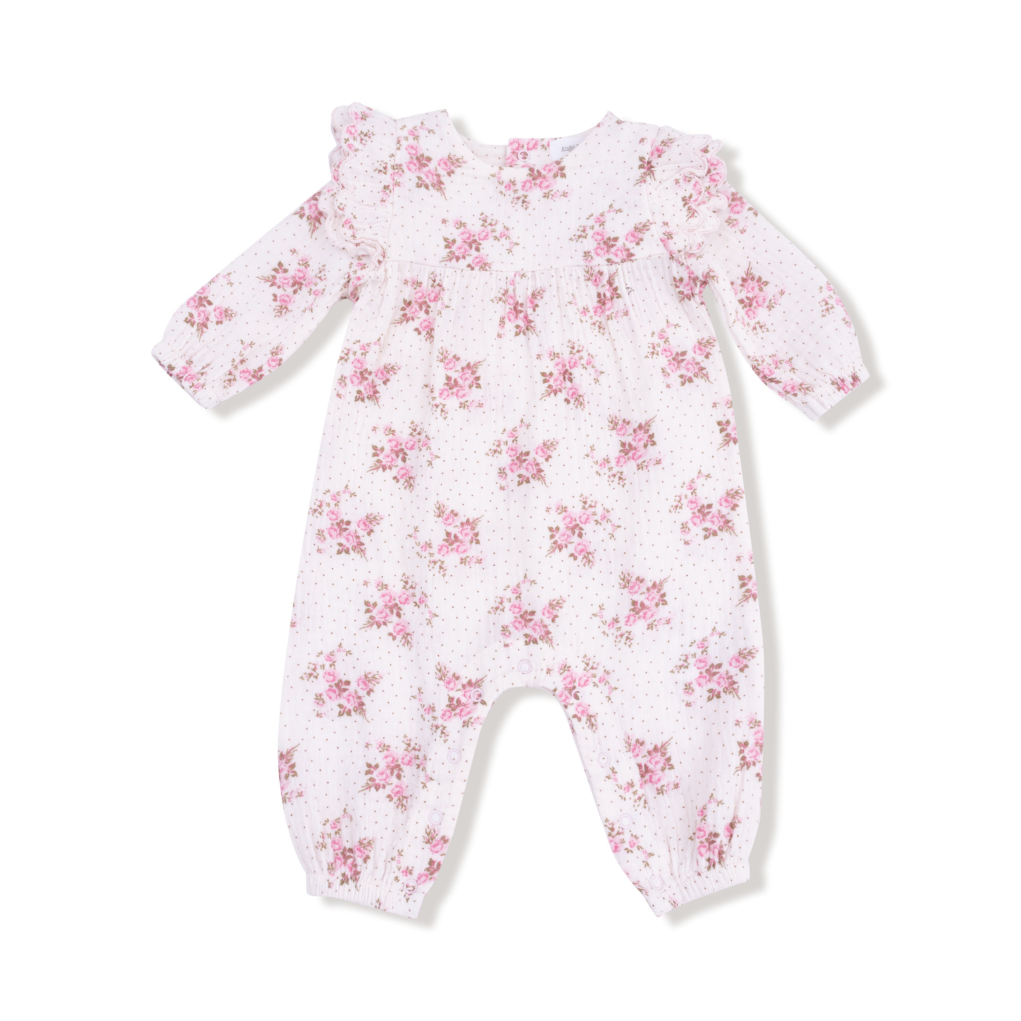 Belle Rosette Dot - Long Sleeve Petal Ruffle Romper