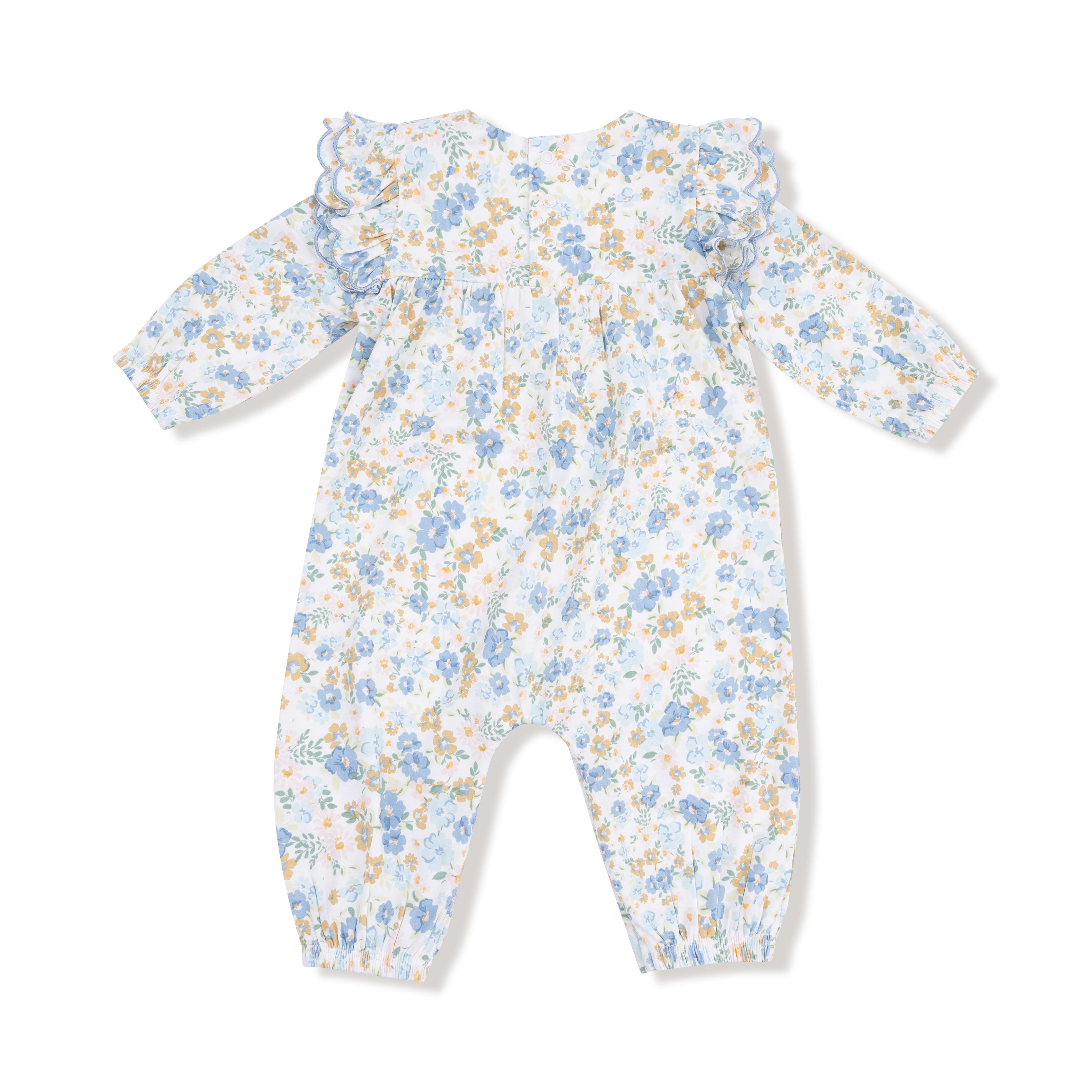 Sweet Rose Calico - Long Sleeve Petal Ruffle Romper
