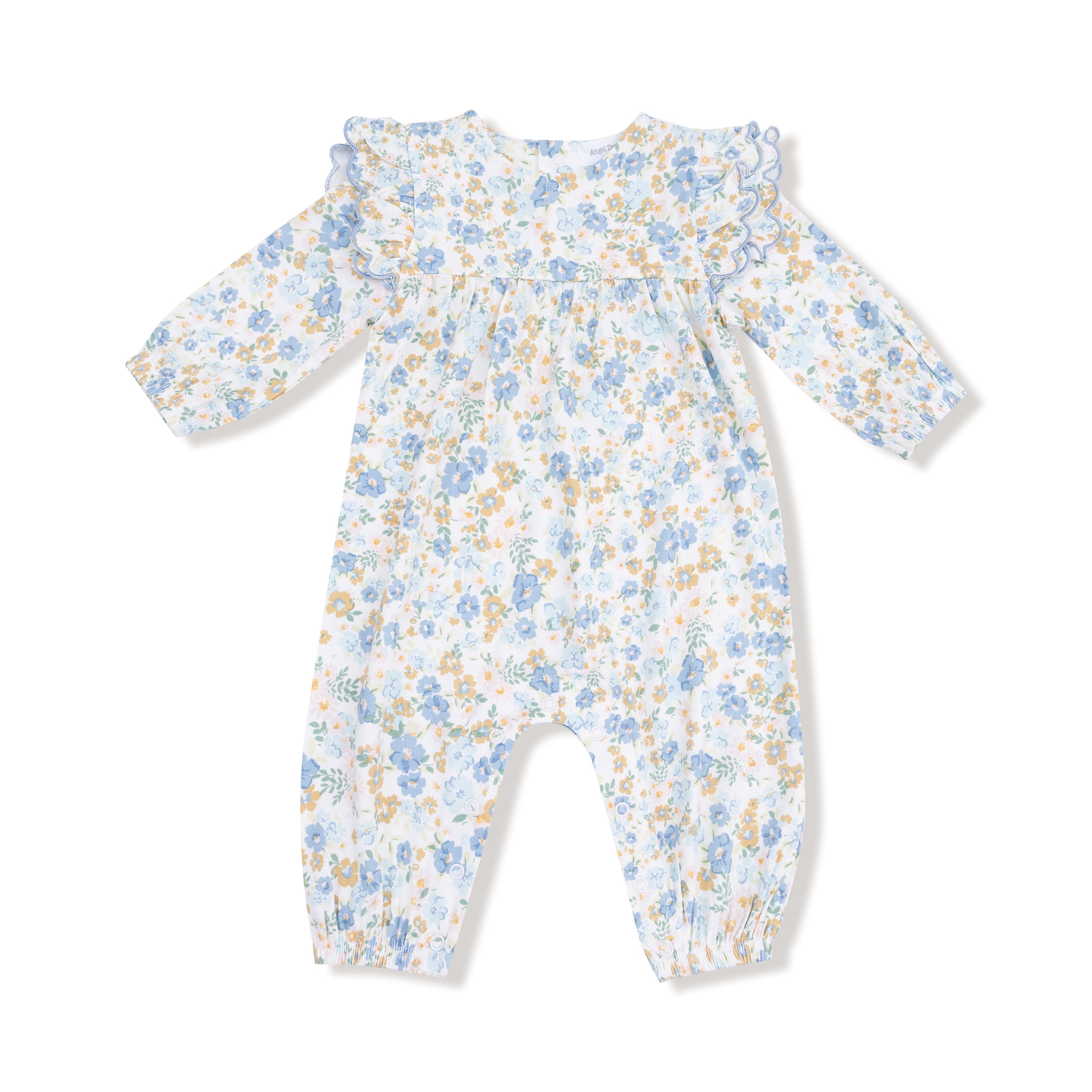 Sweet Rose Calico - Long Sleeve Petal Ruffle Romper