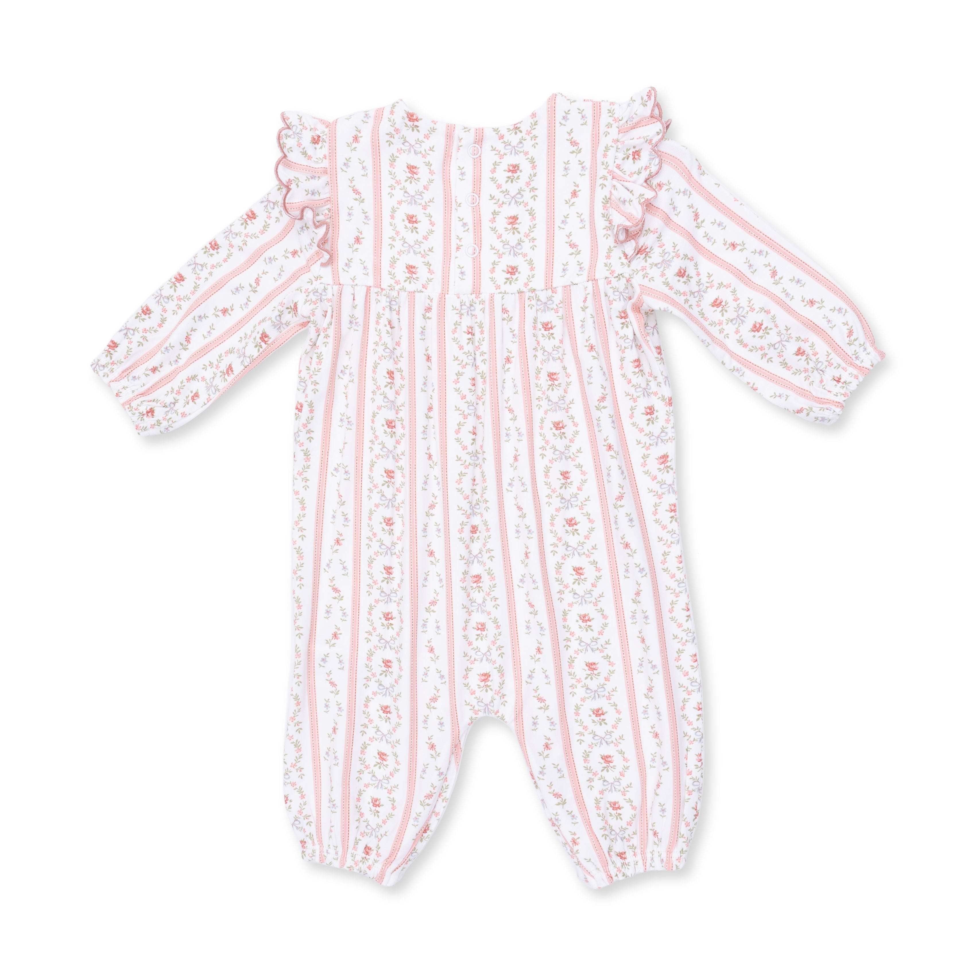 Marnie Rosebud Stripe - Long Sleeve Petal Ruffle Romper