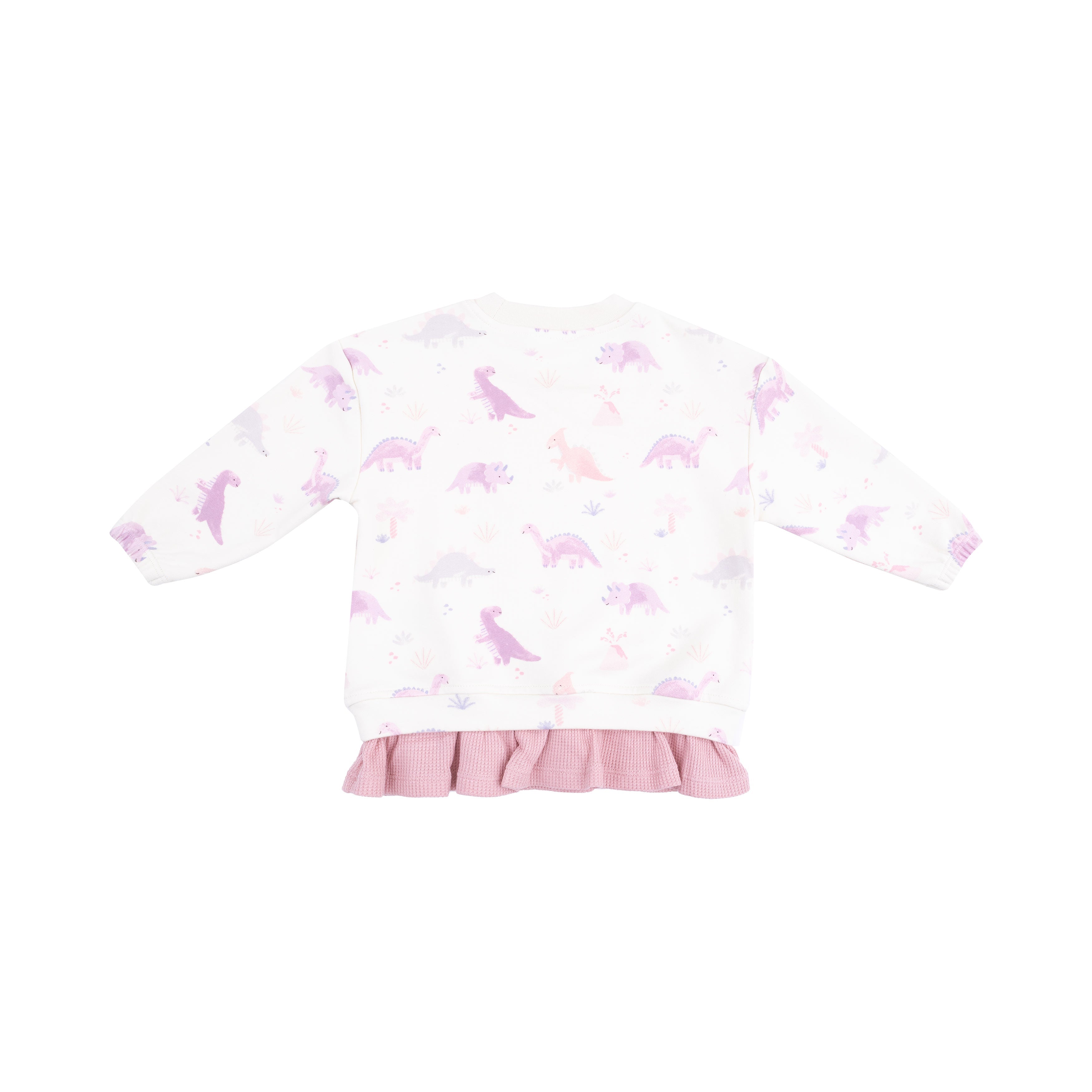 Soft Dinos- Purple - Pull Over Sweatshirt with Ruffle and Flare Pant