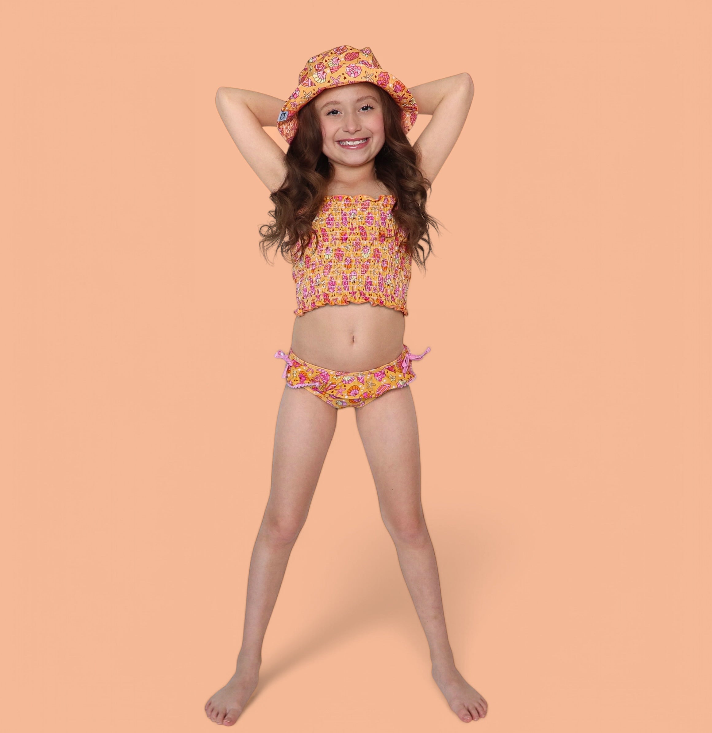 SHELLO SUMMER DREAM SMOCKED TANKINI TWO PIECE SWIM SUIT