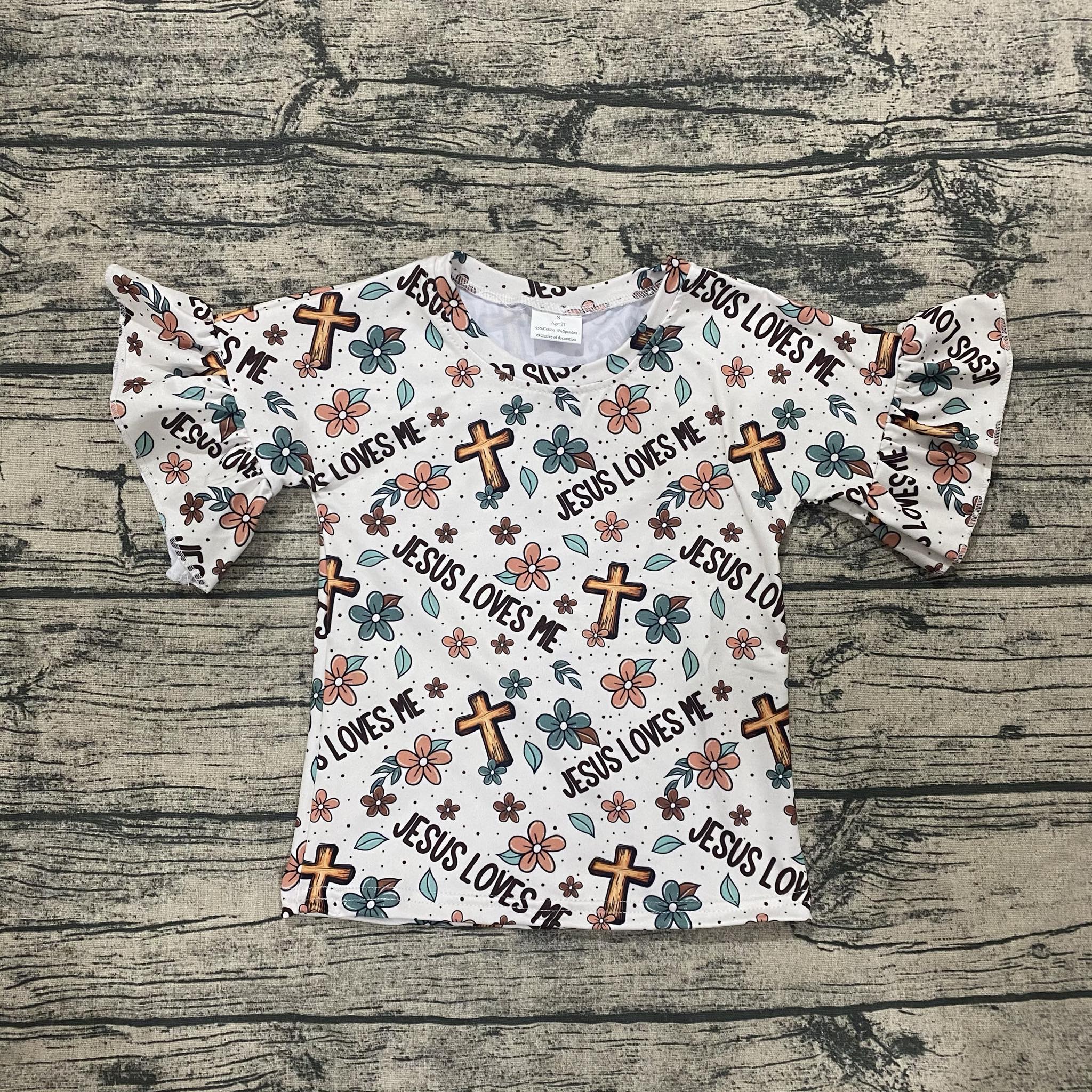 Jesus loves me ruffle tee