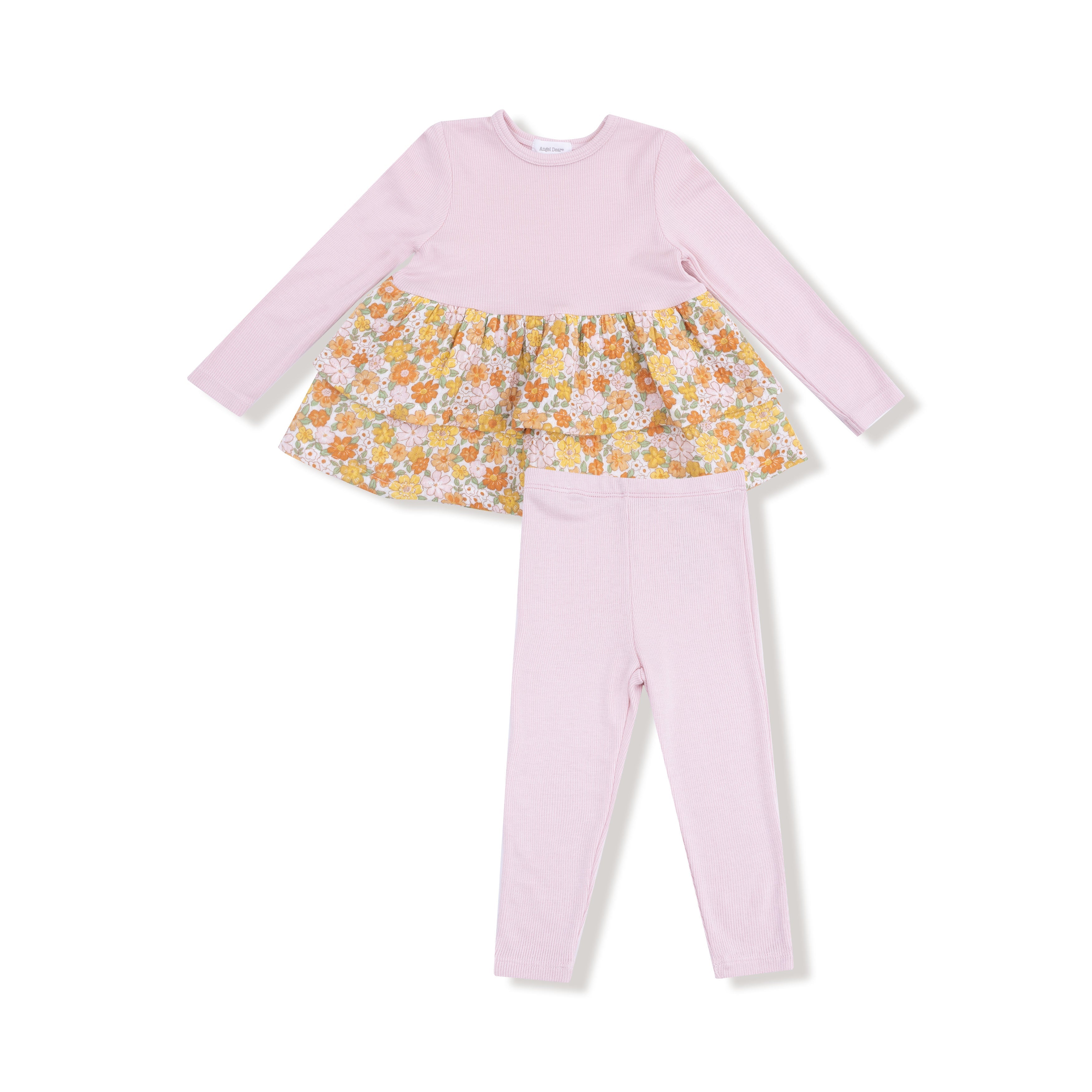 Sweet Amber Floral - Long Sleeve Knit Top with Legging Set