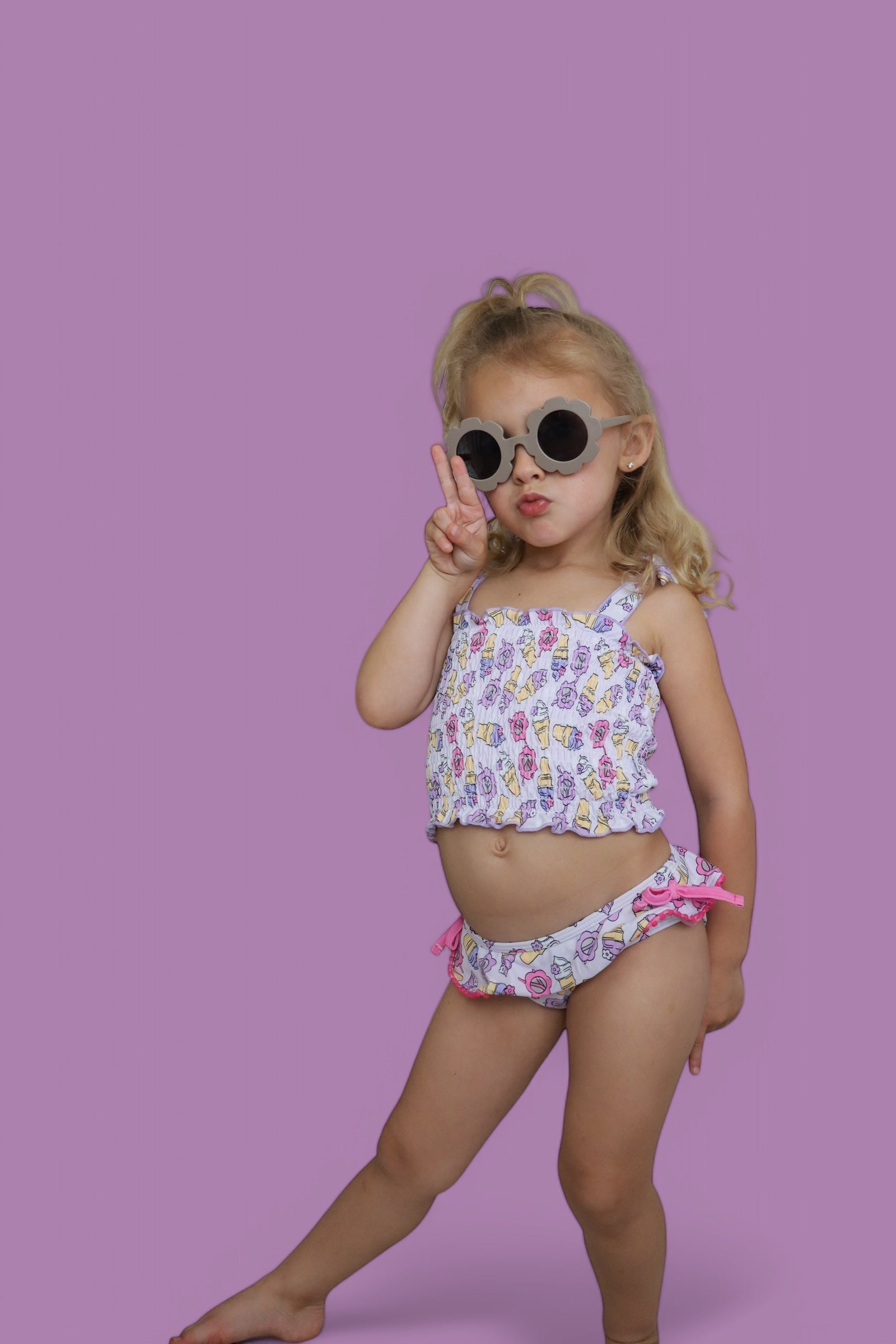 SWEET SUMMER DREAM SMOCKED TANKINI TWO PIECE SWIM SUIT