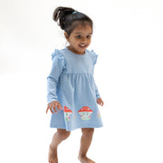 Painterly Mushrooms - Mushroom House Long Sleeve Dress with Bloomer