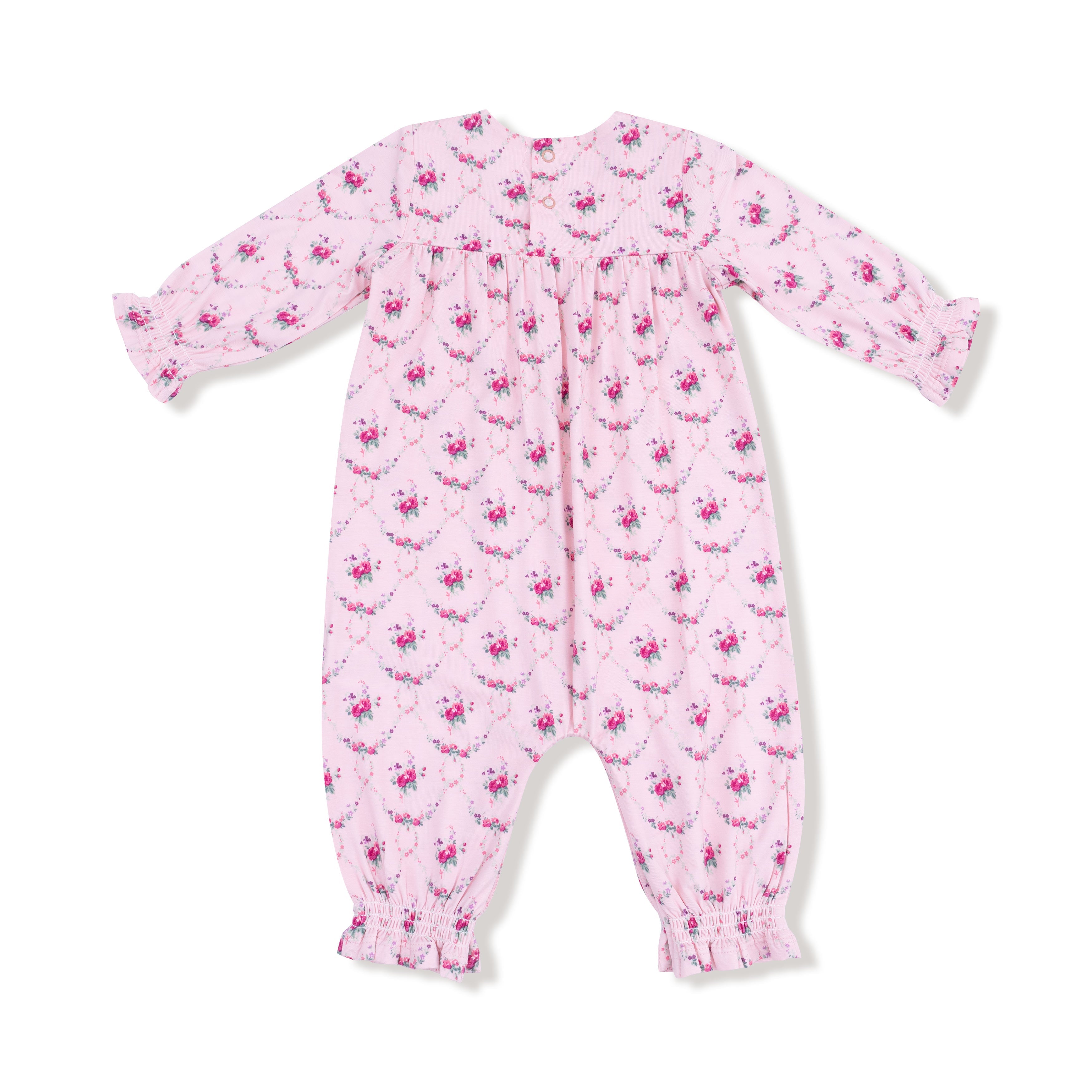Rose Garden Trellis - Smocked Long Sleeve Romper