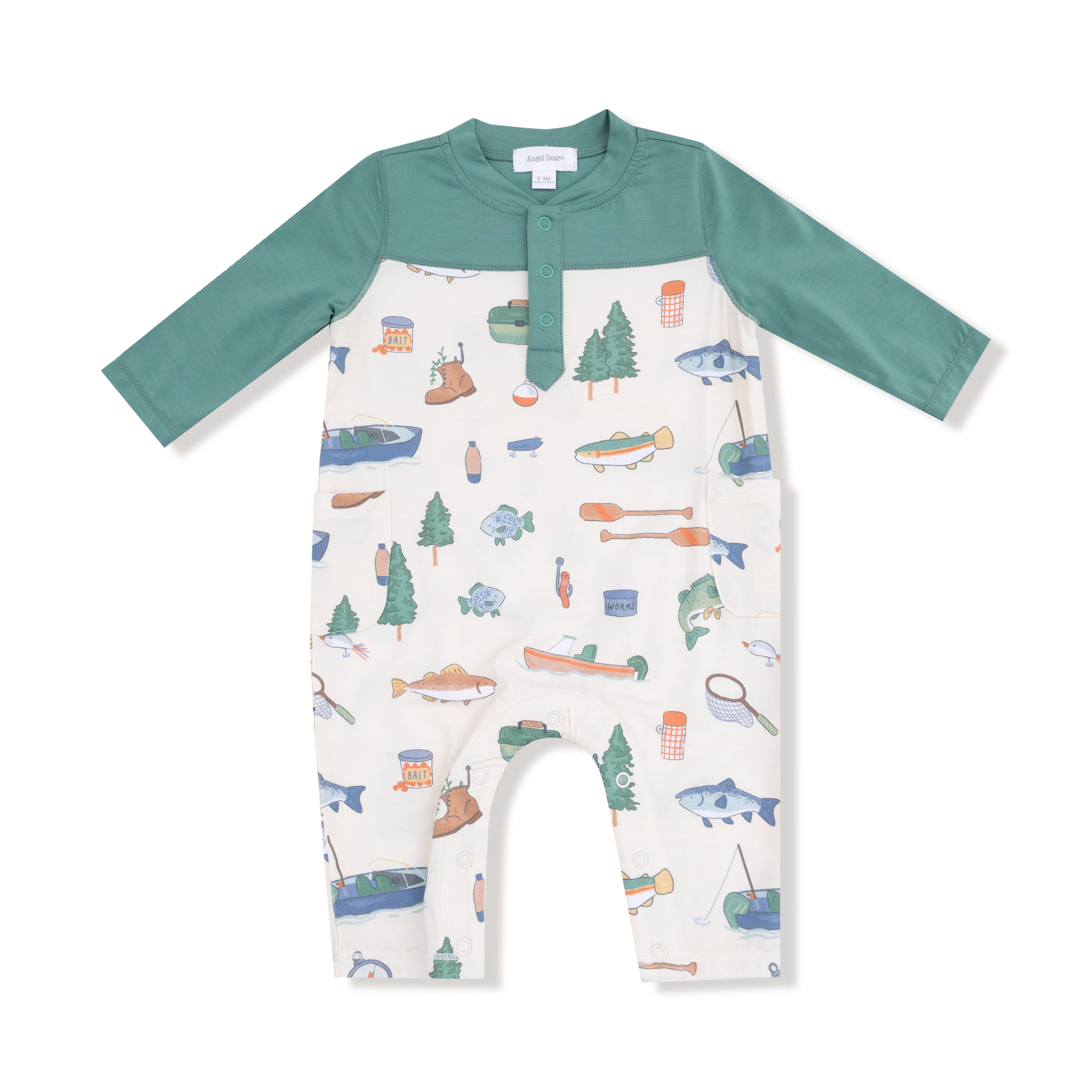 Fishing Things - Romper with Contrast Sleeves