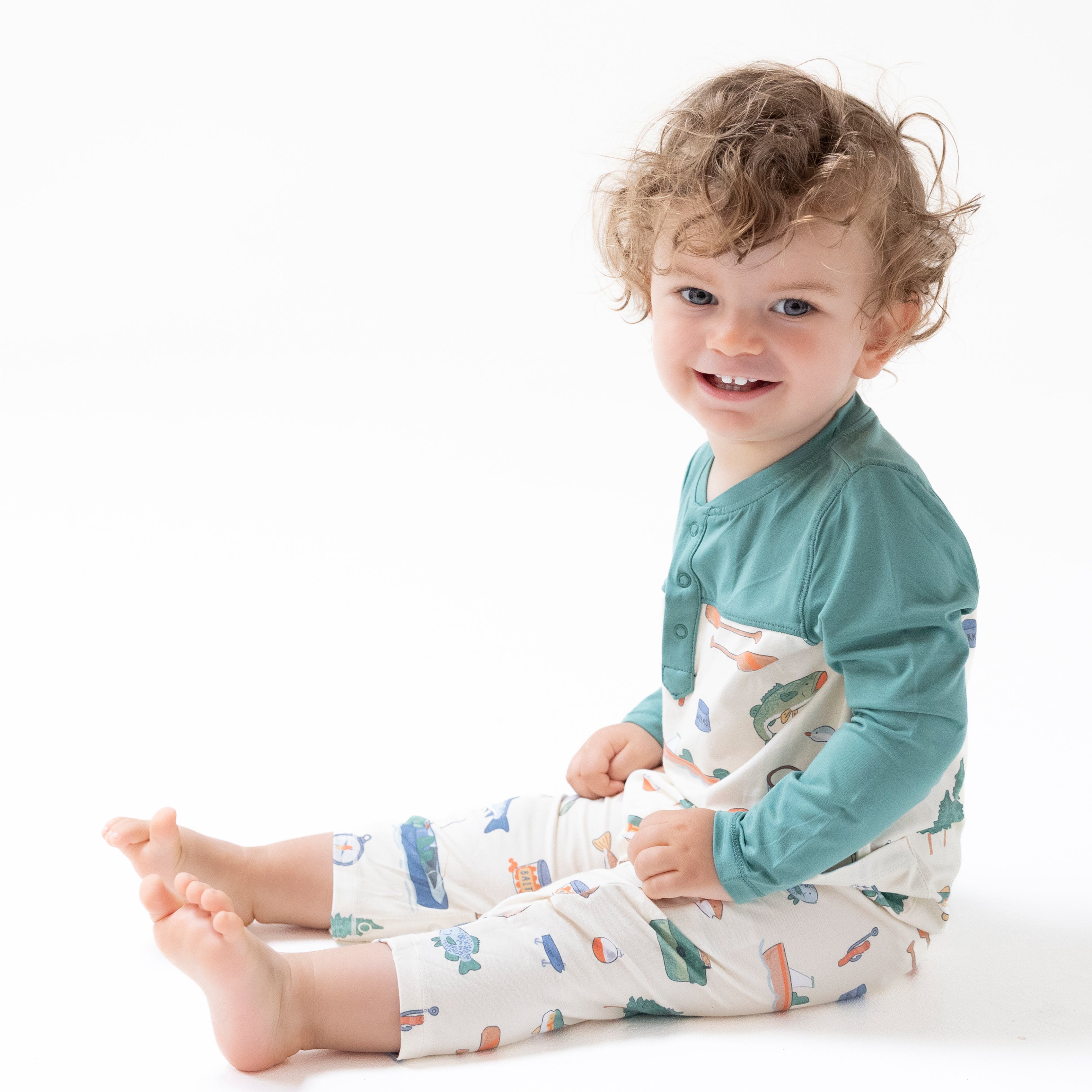 Fishing Things - Romper with Contrast Sleeves