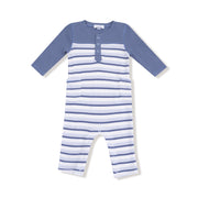 Vintage Stripe - Blue - Romper with Contrast Sleeves
