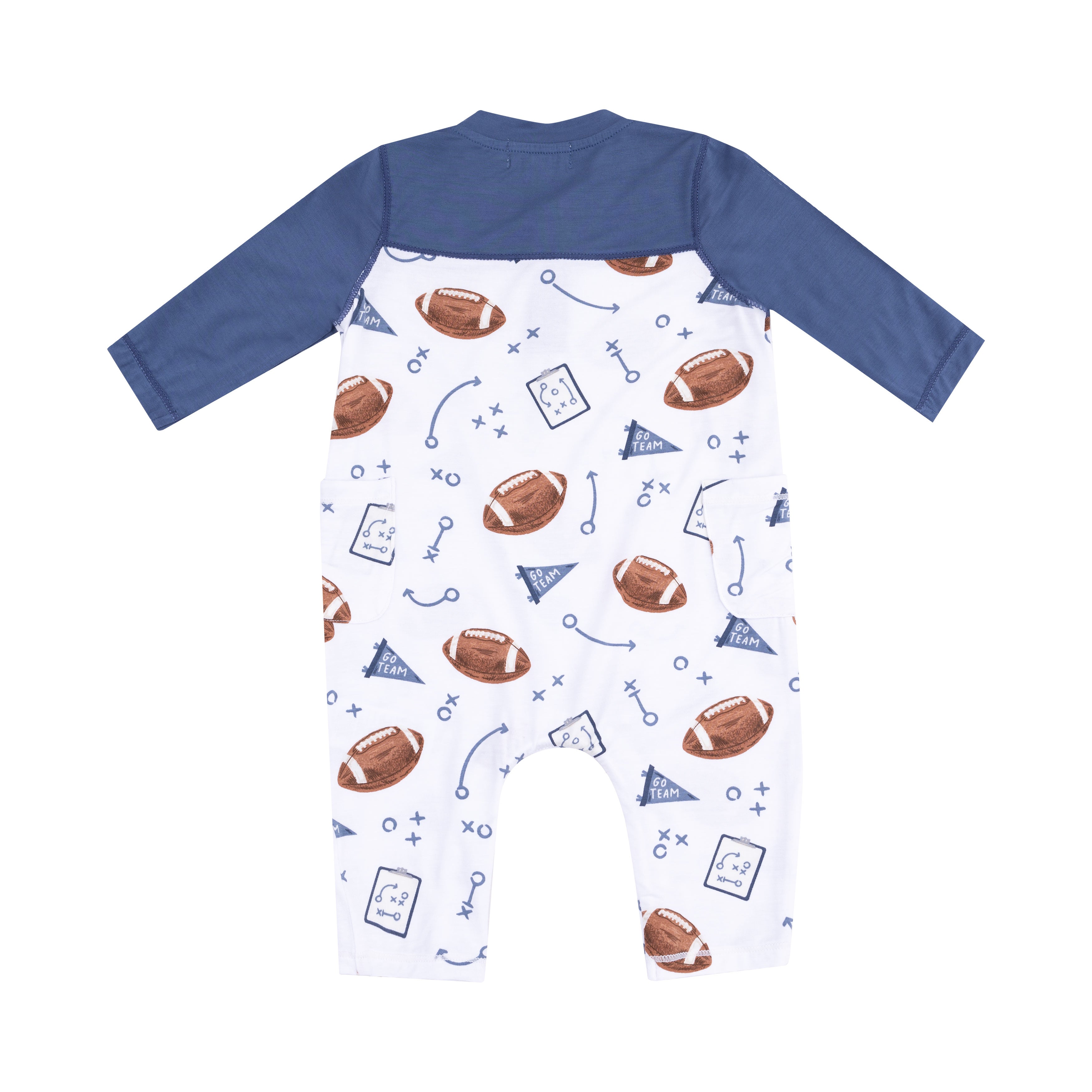 Touchdown Time - Navy - Romper with Contrast Sleeves