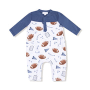 Touchdown Time - Navy - Romper with Contrast Sleeves