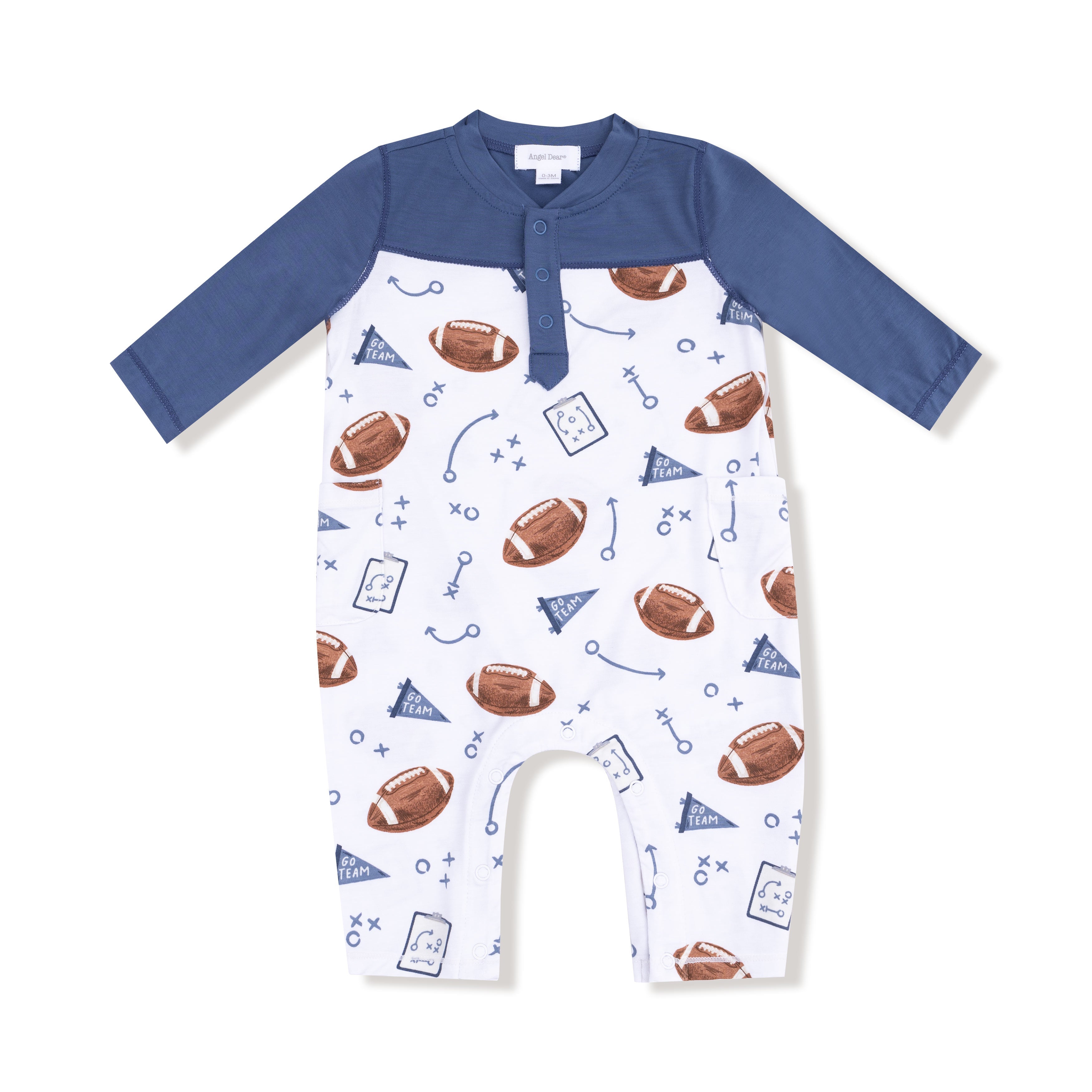 Touchdown Time - Navy - Romper with Contrast Sleeves