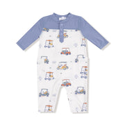 Zooming Golf Carts - Romper with Contrast Sleeves