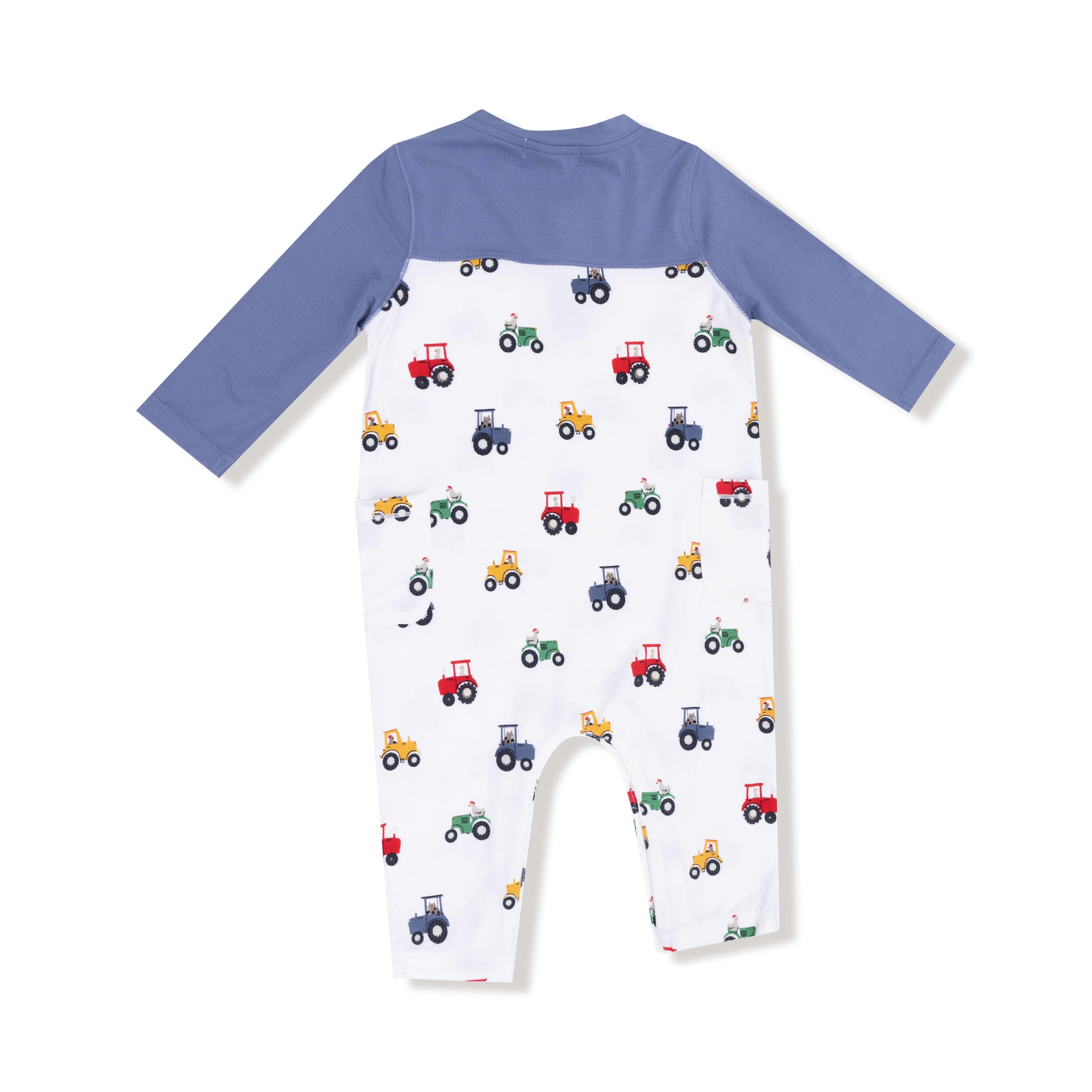 Mini Tractors - Romper with Contrast Sleeves
