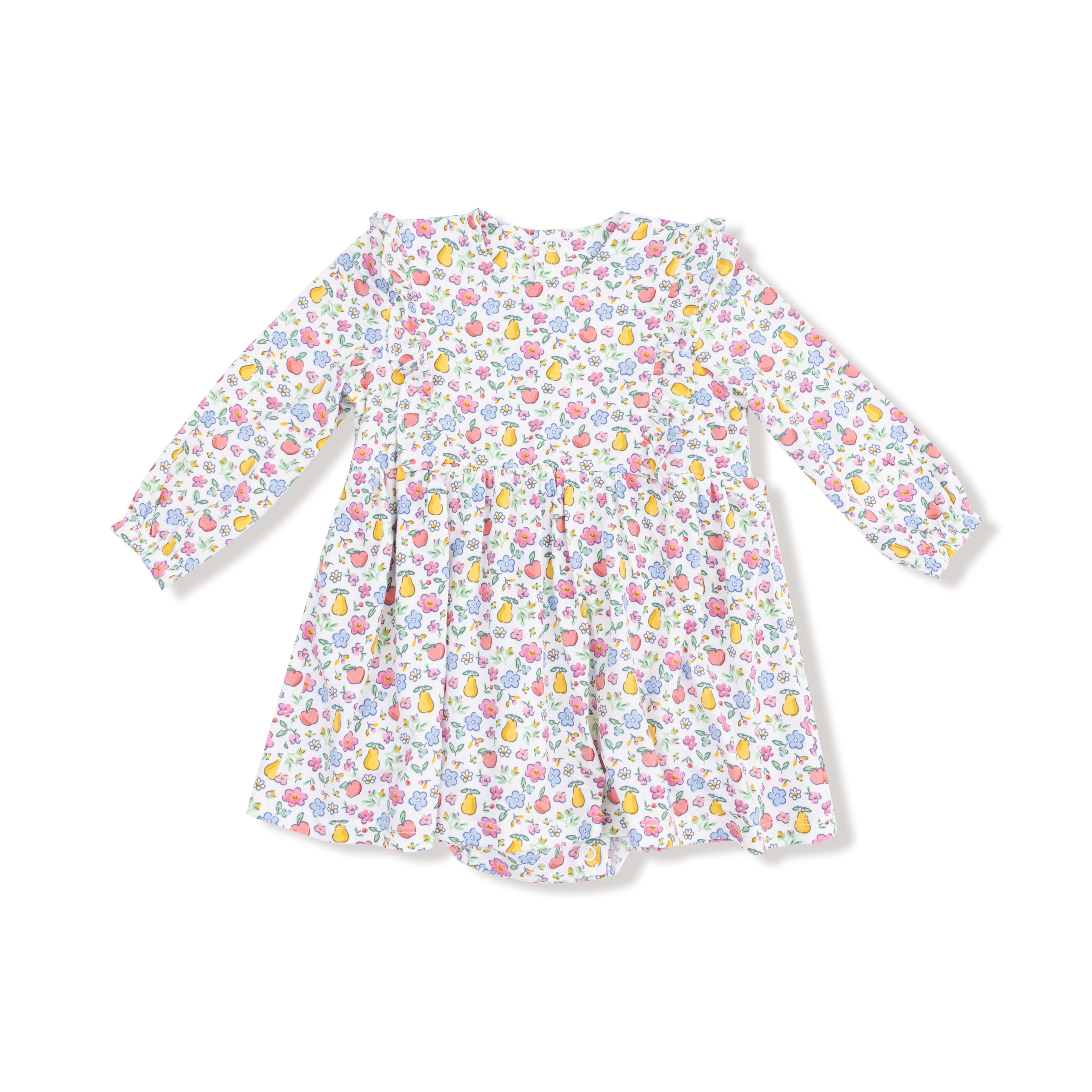 Fall Fruit Floral - Ruffle Long Sleeve Bodysuit Dress