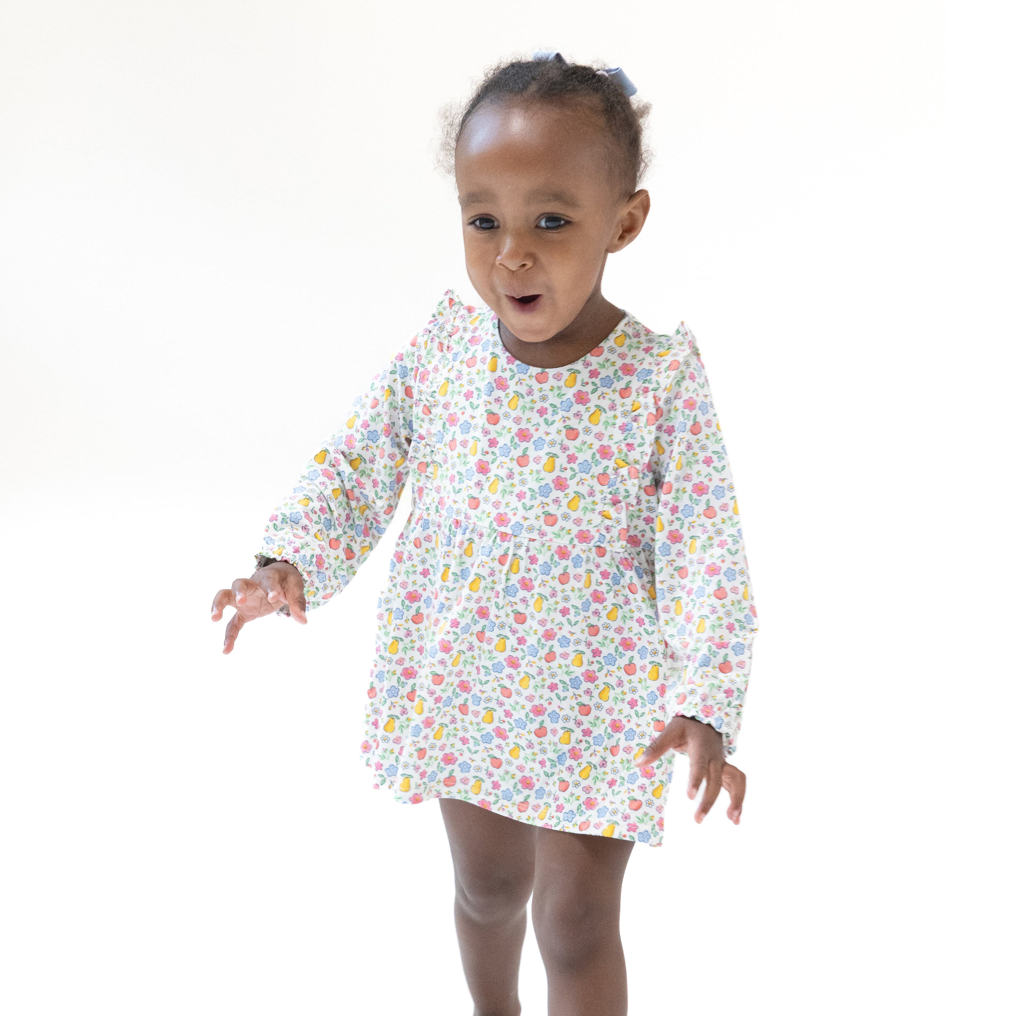 Fall Fruit Floral - Ruffle Long Sleeve Bodysuit Dress