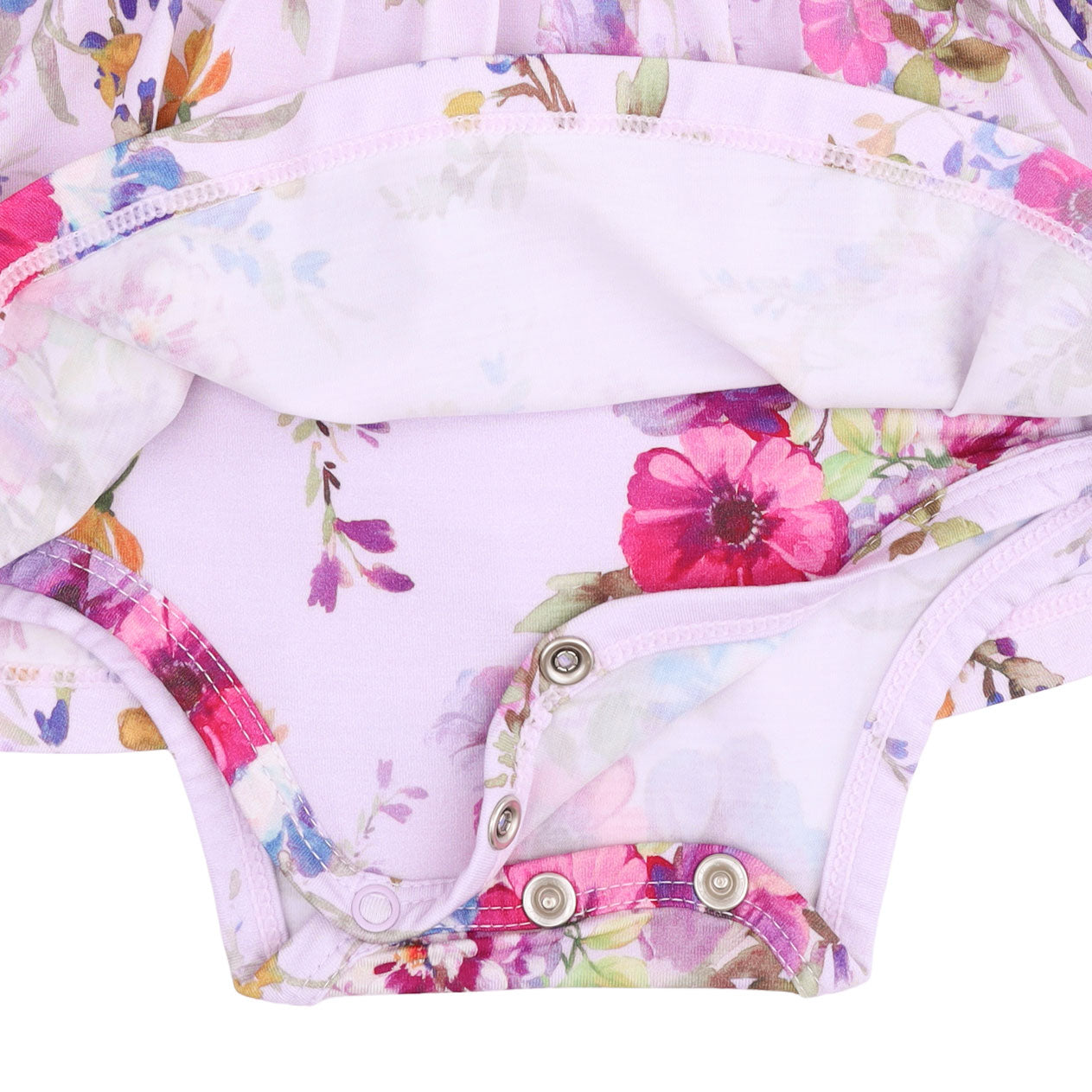 Dahlia Floral - Long Sleeve Ruffle Bodysuit Dress