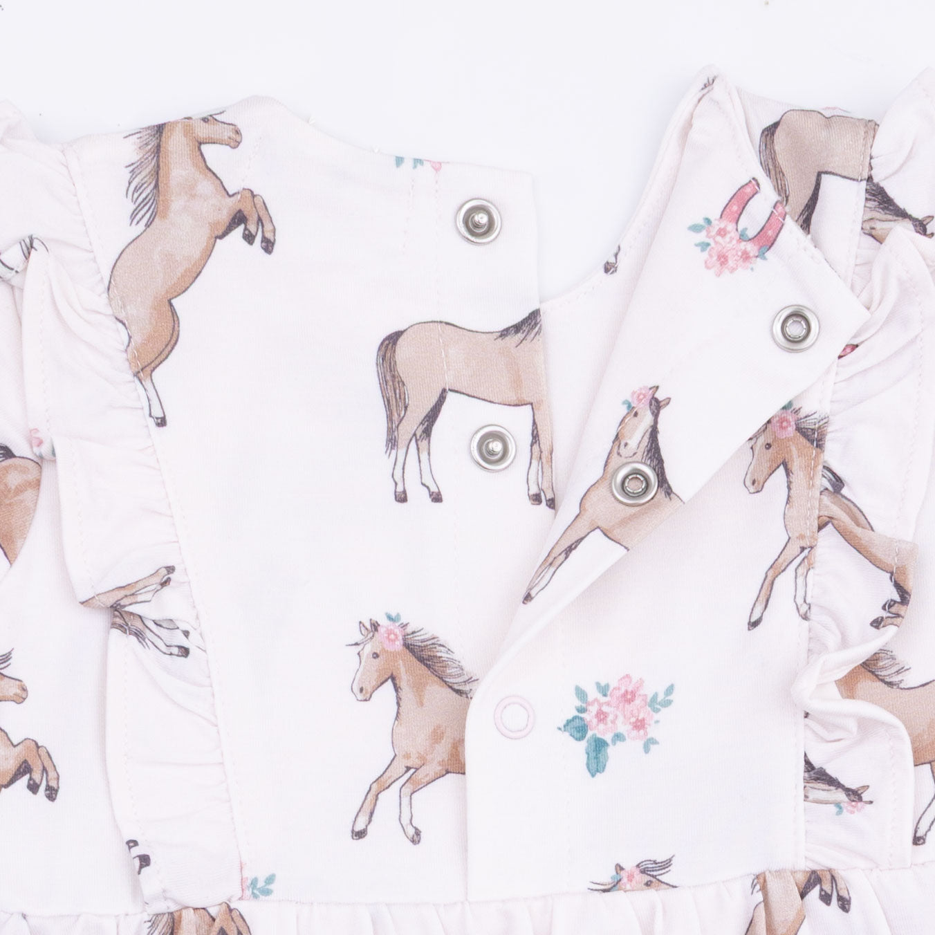 I Love Horses - Long Sleeve Ruffle Bodysuit Dress