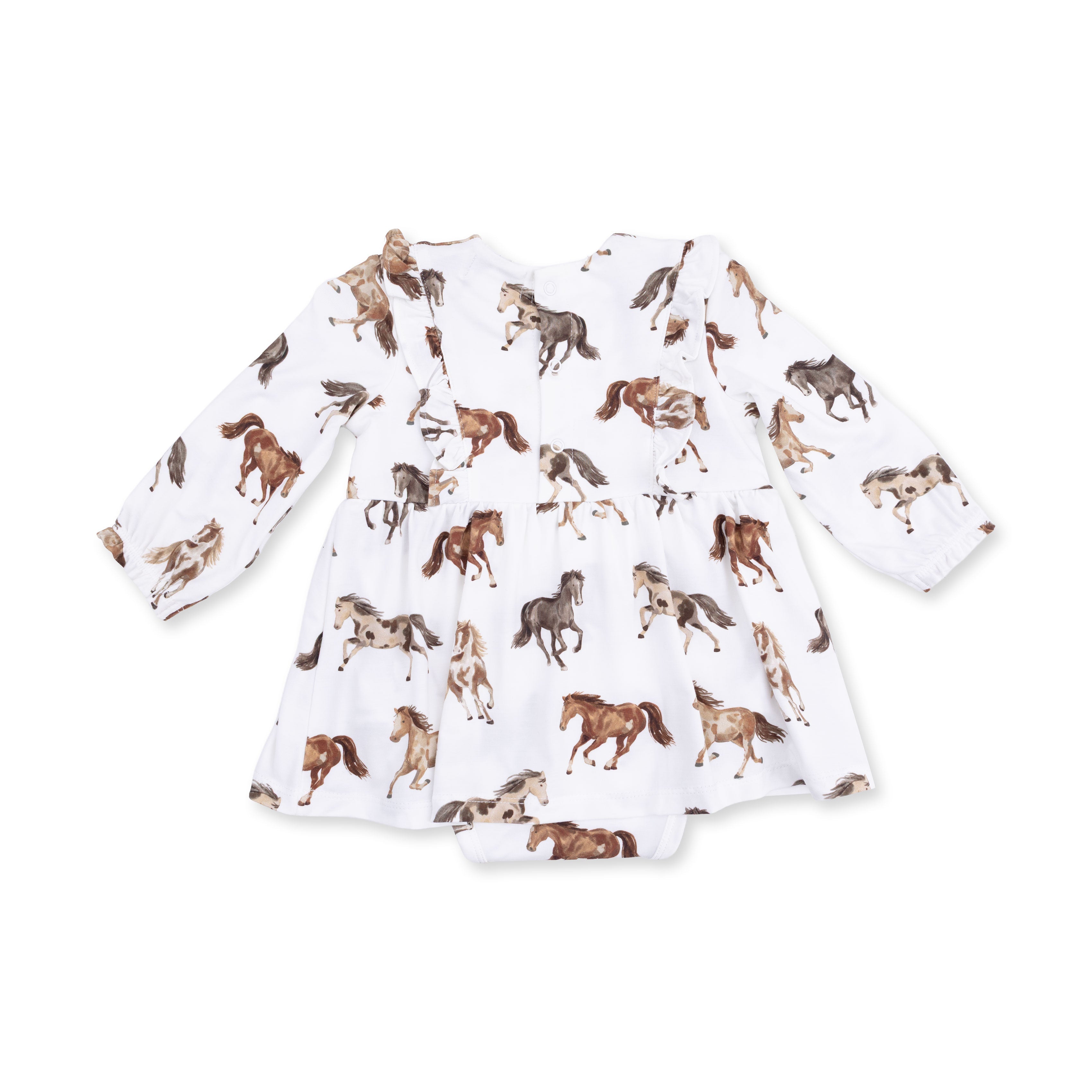 Wild Horses - Long Sleeve Ruffle Bodysuit Dress