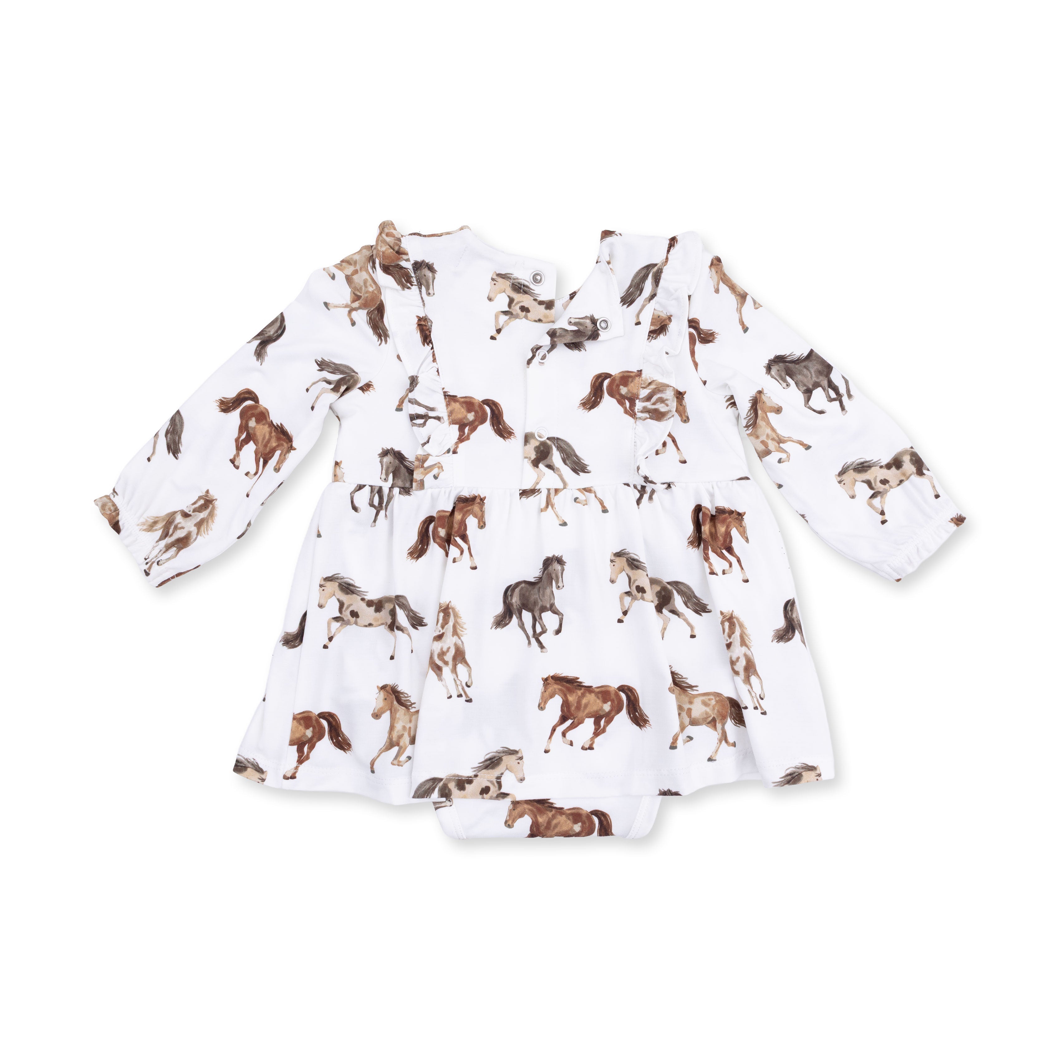 Wild Horses - Long Sleeve Ruffle Bodysuit Dress