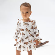 Wild Horses - Long Sleeve Ruffle Bodysuit Dress