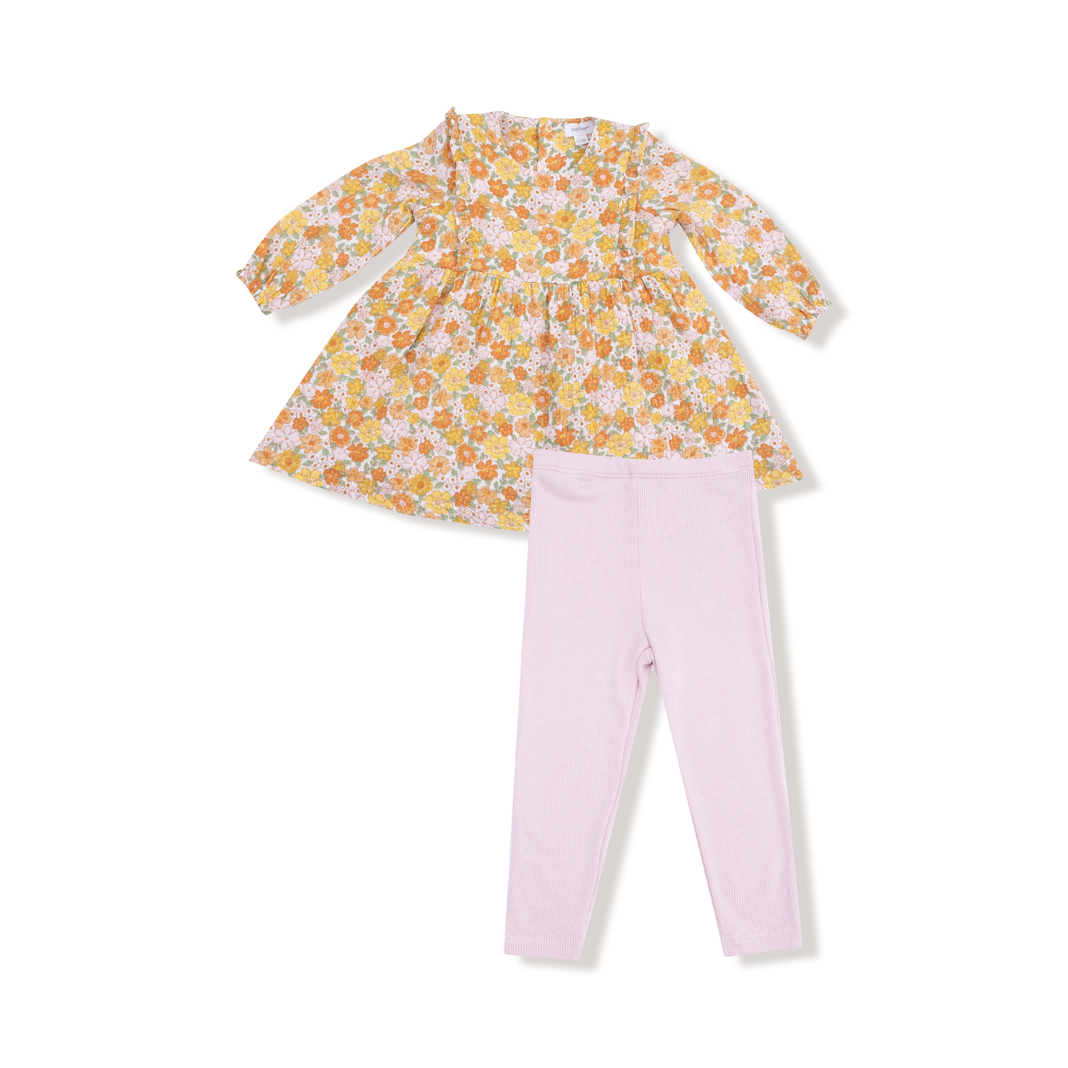 Sweet Amber Floral - Ruffle Long Sleeve Dress + Ribbed Legging