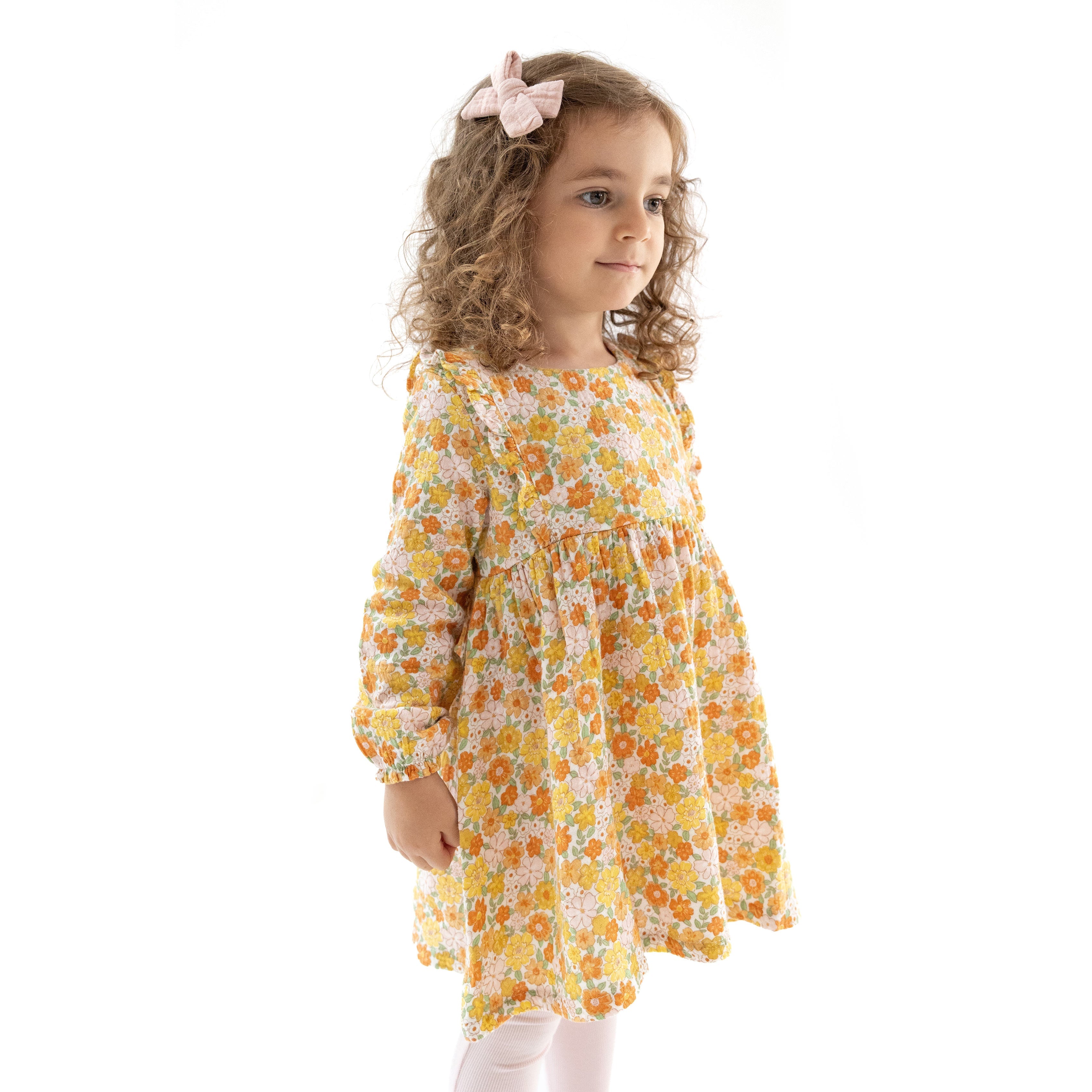 Sweet Amber Floral - Ruffle Long Sleeve Dress + Ribbed Legging