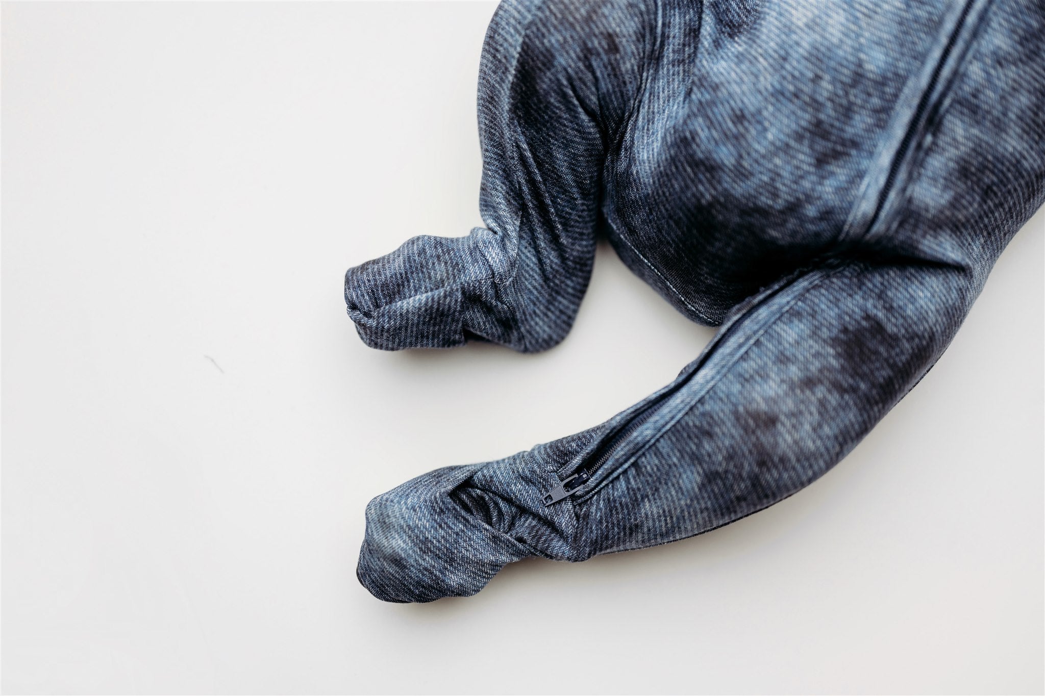 Denim Print | Convertible Two-Way Zip Footie