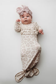 Natural Leopard | Ruffle Knot Gown