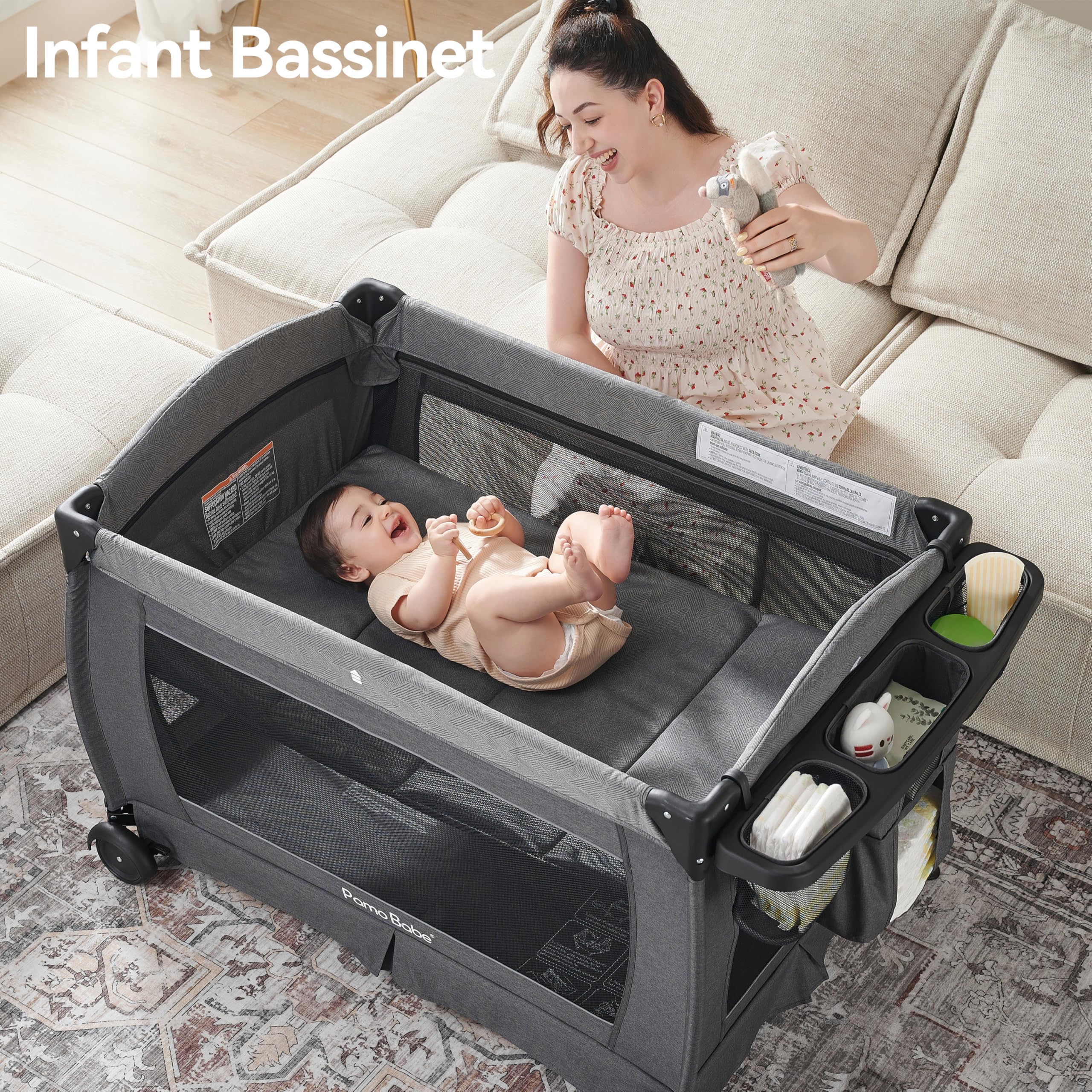 4-in-1 Portable Baby Playard with Bassinet and Changing Table