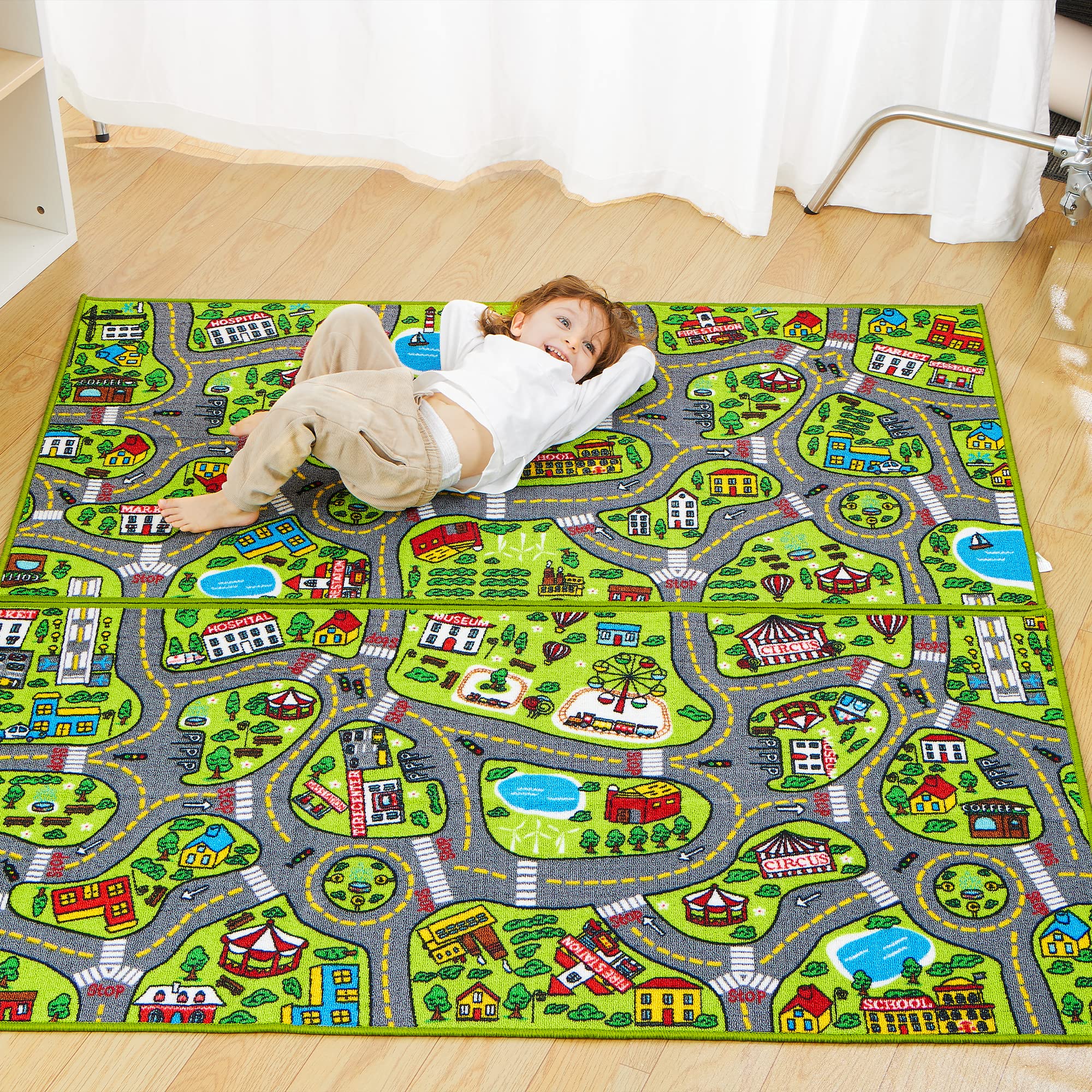 Play Mat 80 x 150 cm for Children from 3 Years Old Large Circuit Mat for Games Room