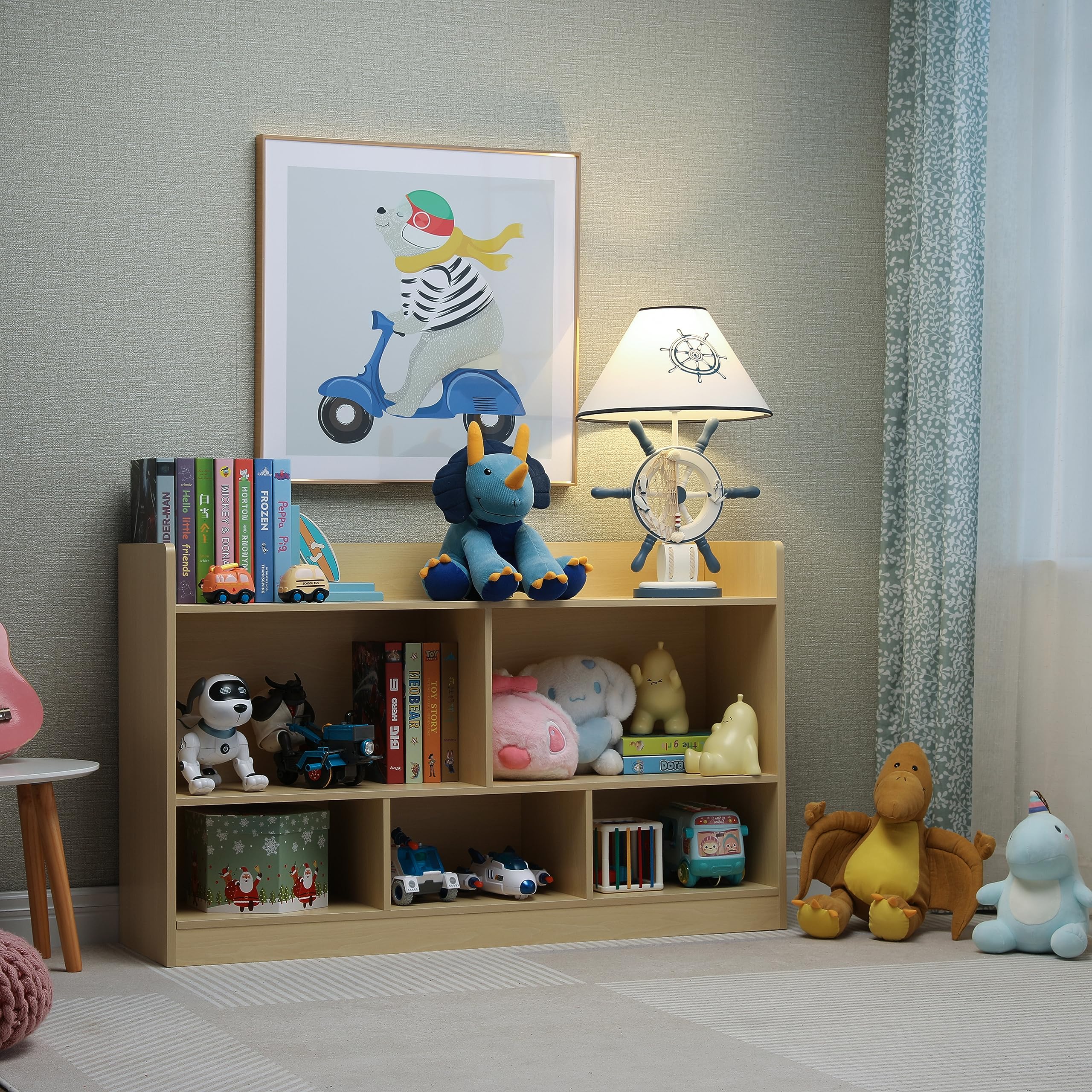 5-Section Toy Storage Organizer and Bookshelf for Kids