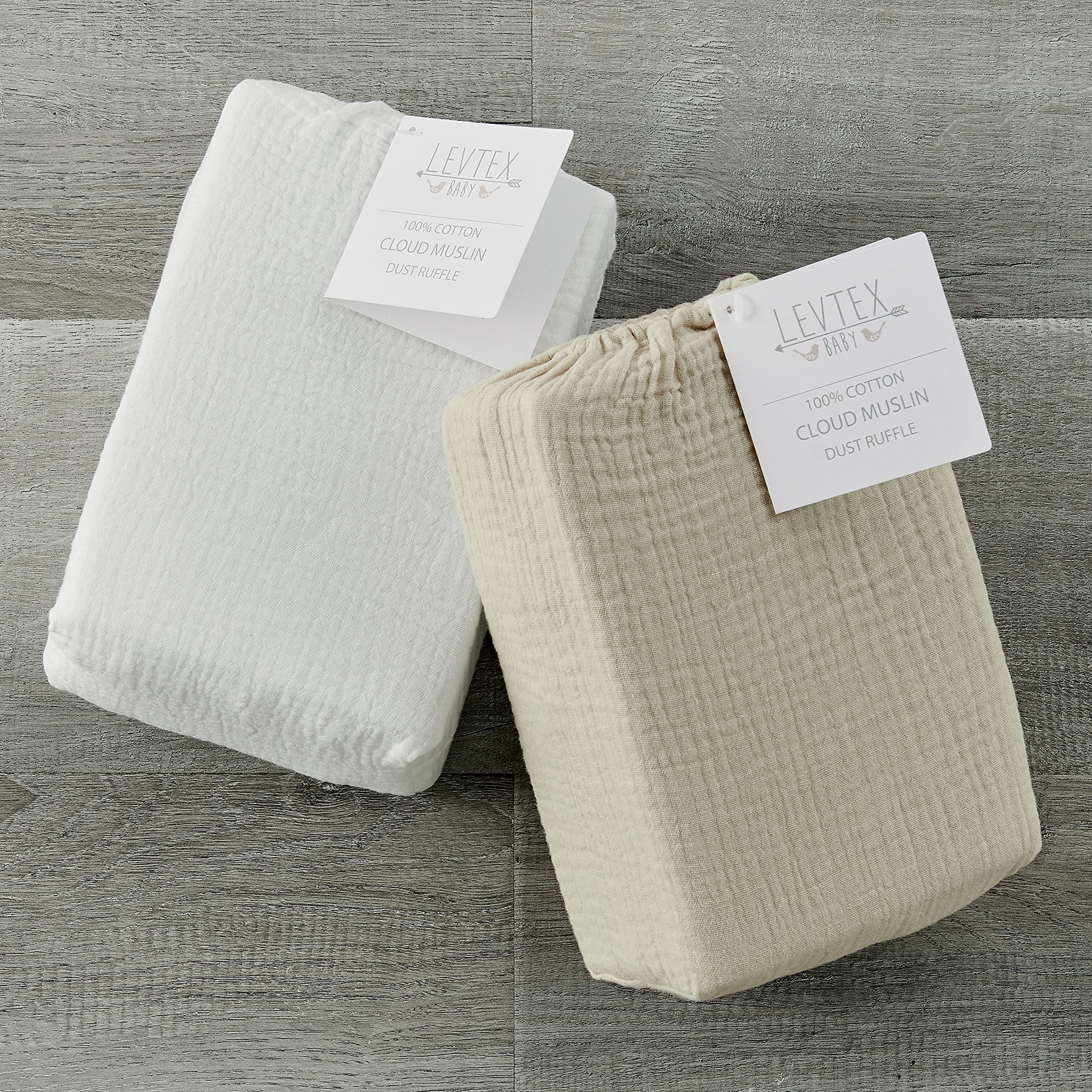 Muslin Crib Dust Ruffle Beige 16 Inch Drop