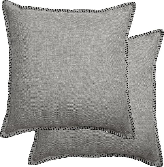 Indoor Square Toss Pillow 18"x18", Faux Fur Grey Pack of 2 Pillows