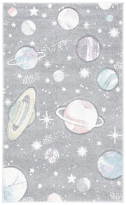 Carousel Kids Collection Accent Rug - 4' x 6', Grey & Lavender, Non-Shedding & Easy Care