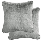 Indoor Square Toss Pillow 18"x18", Faux Fur Grey Pack of 2 Pillows