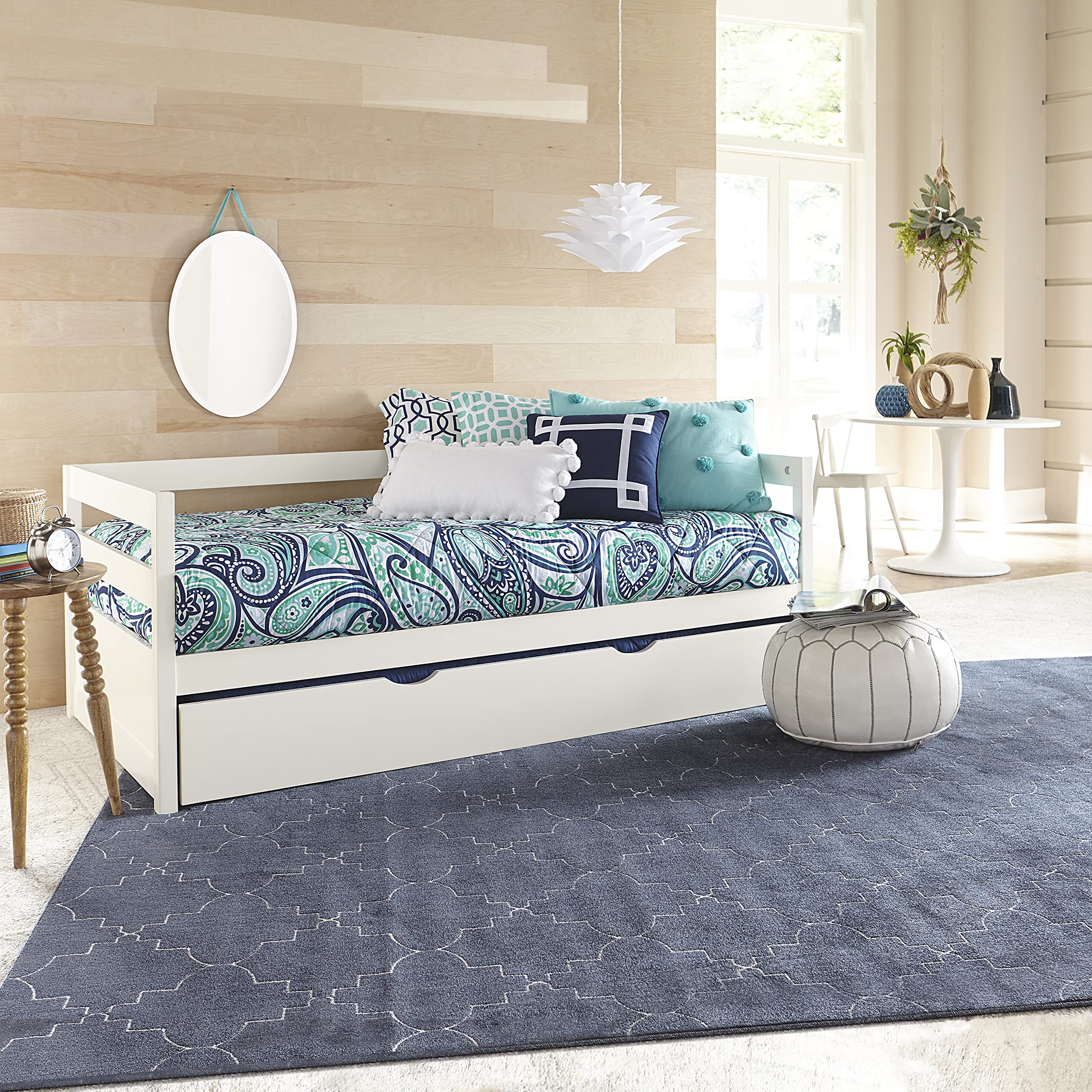Twin Daybed with Trundle White Wood