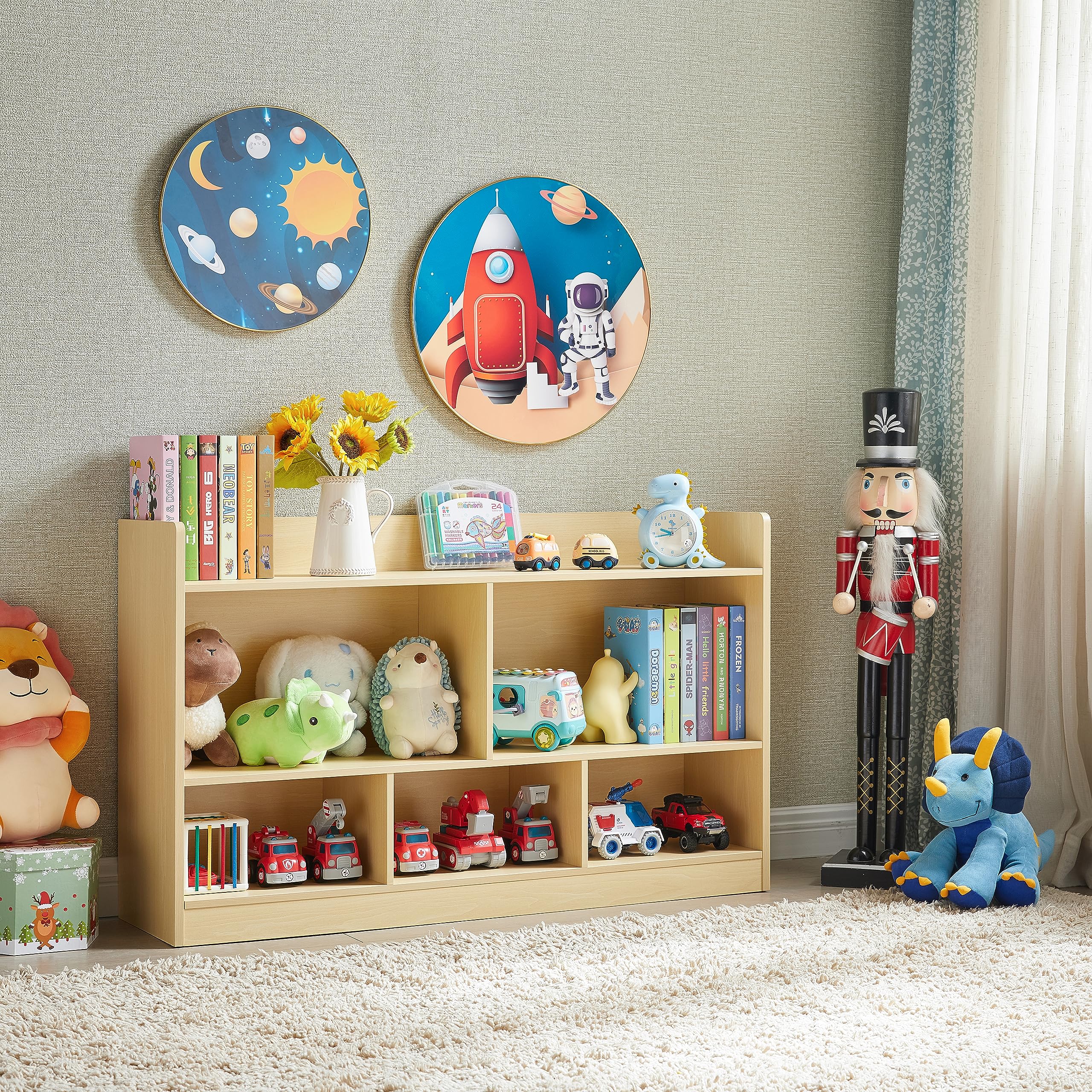 5-Section Toy Storage Organizer and Bookshelf for Kids