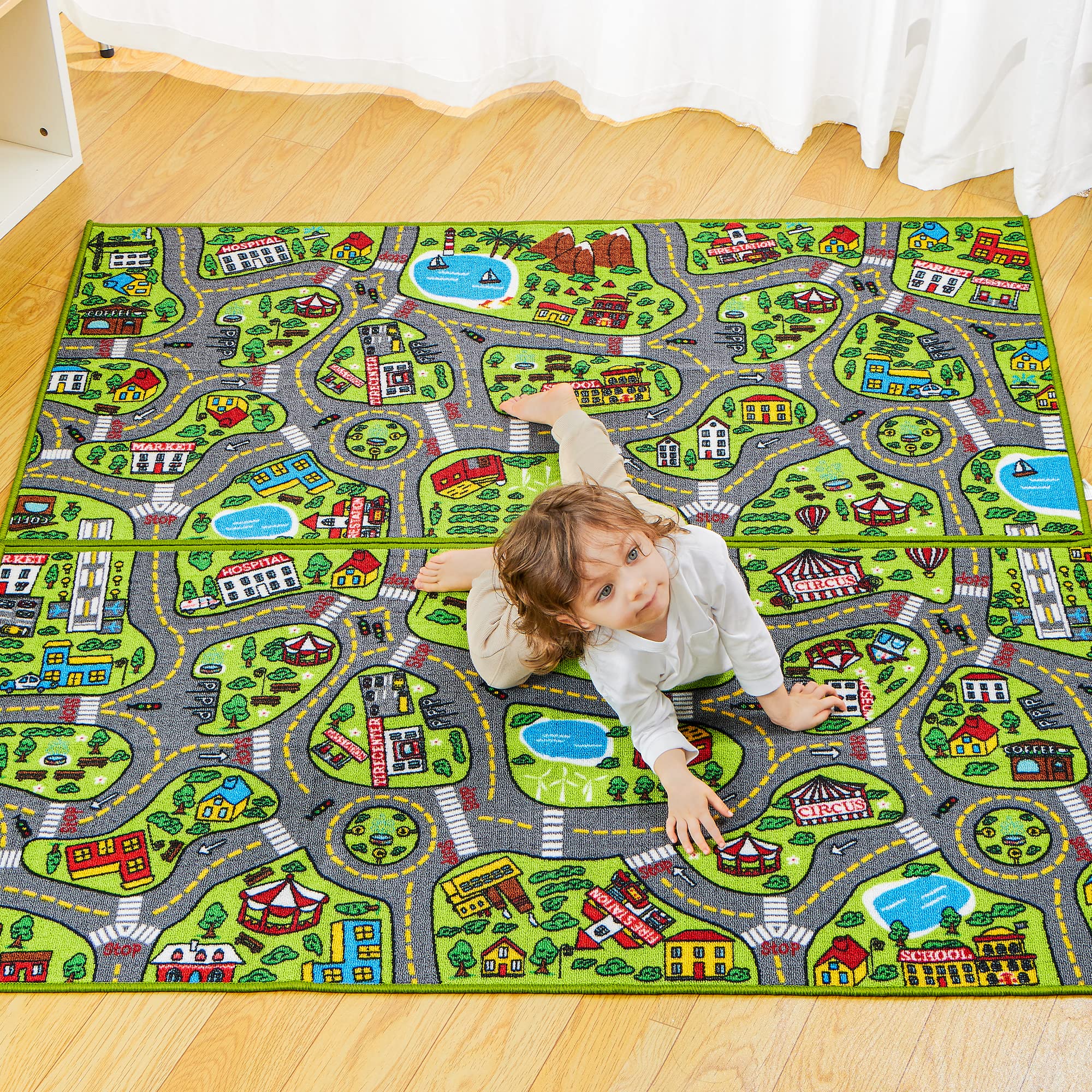 Play Mat 80 x 150 cm for Children from 3 Years Old Large Circuit Mat for Games Room