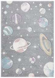 Carousel Kids Collection Area Rug - 5'3" x 7'6", Grey & Lavender, Non-Shedding